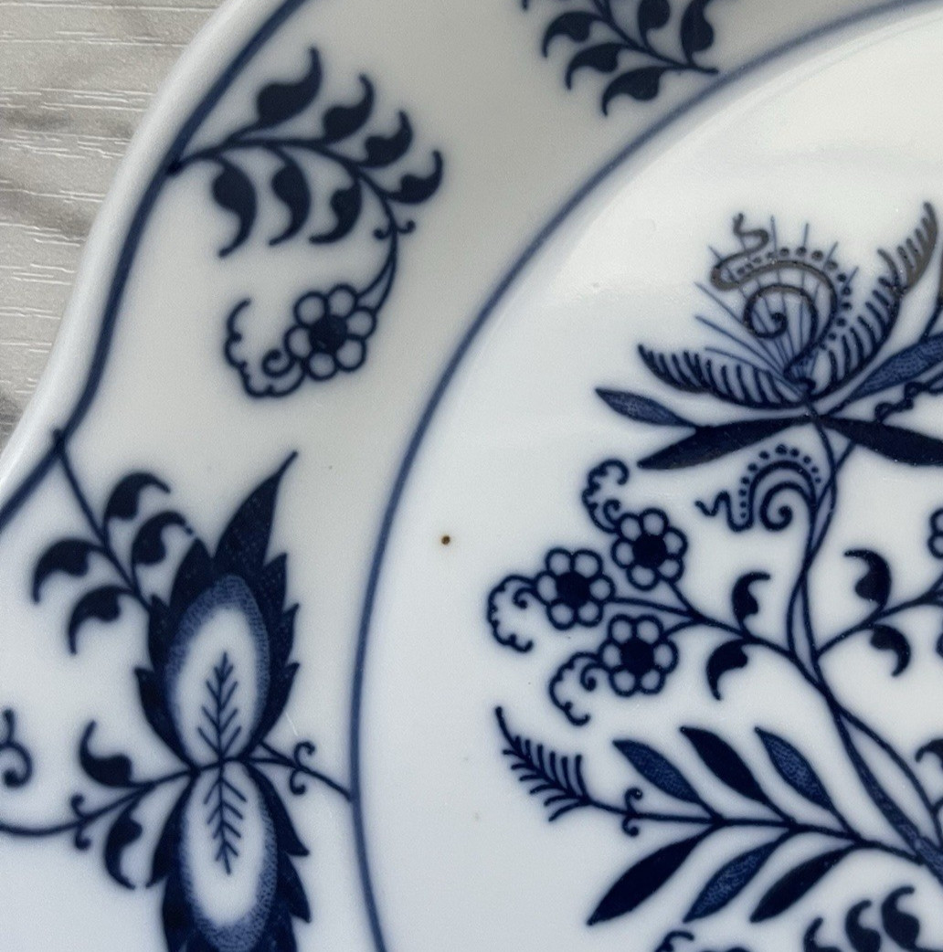 2 Blue Danube Individual Au Gratin Dish 7 1/2″ Across Handles Banner Ribbon Mark