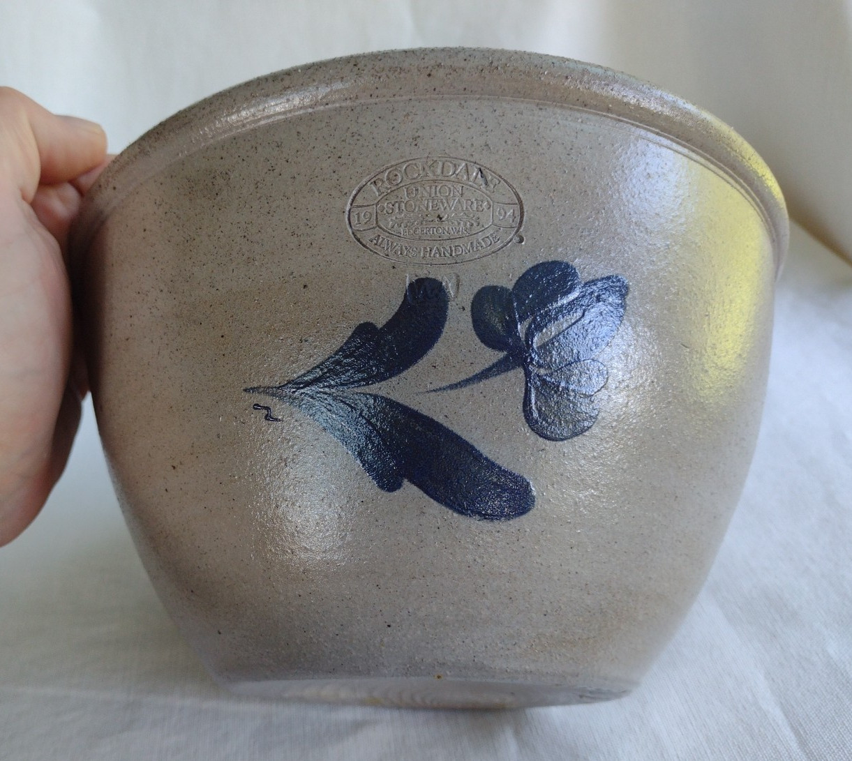 Vintage 1994 Rockdale Union Stoneware Handmade Bowl Wisconsin Ducks Unlimited