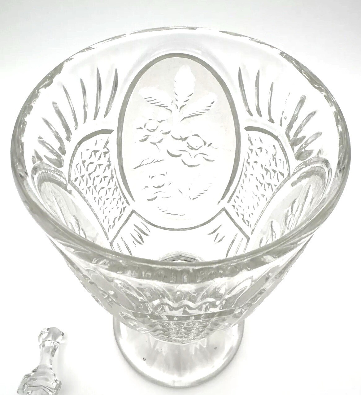 Apothecary Jar Lidded Etched Floral Patterns 15″ Crystal D’Adriana of Yugoslavia