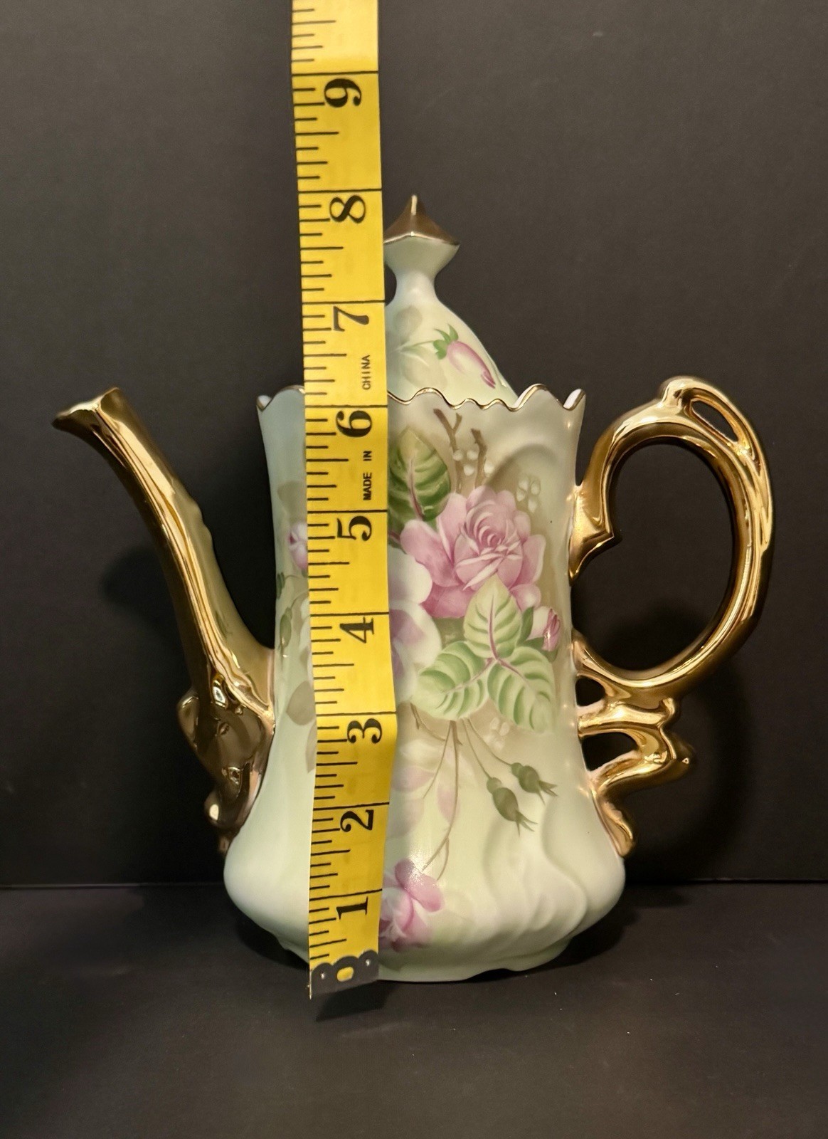 Vintage Lefton China Rose Tea Set 4 Pc Teapot Creamer Sugar Cup Hand Painted