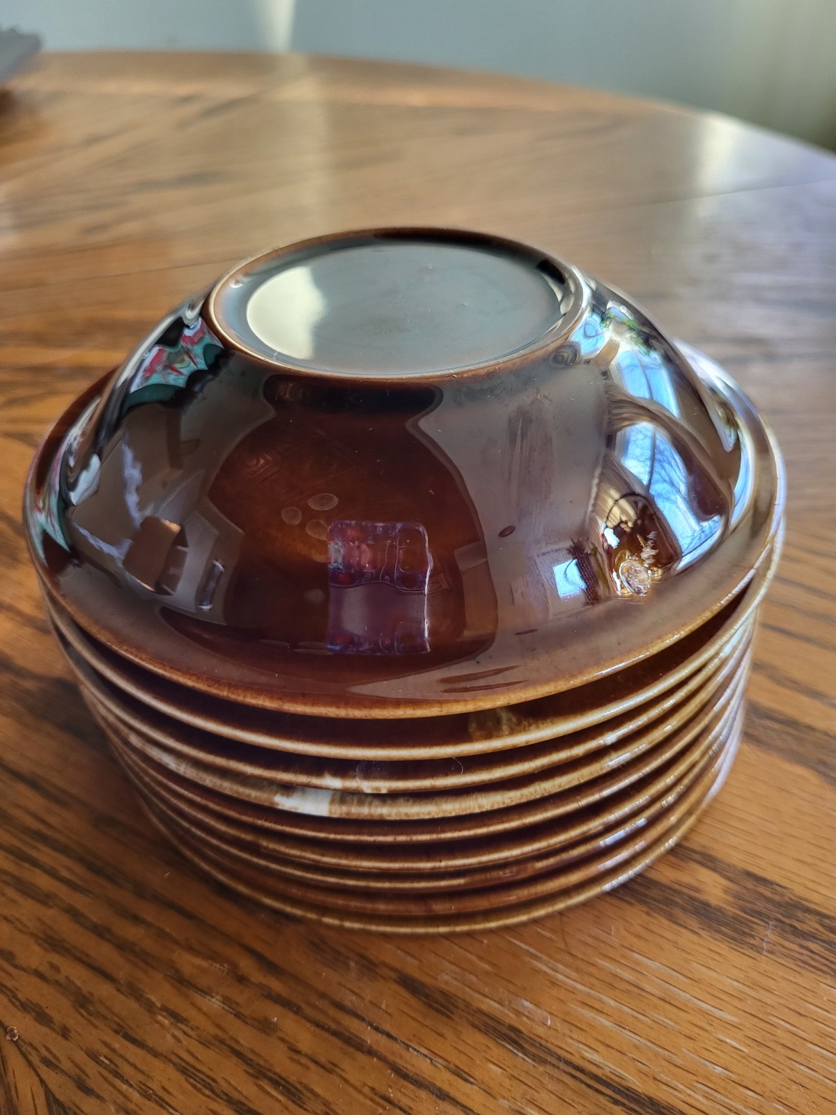 Ships In ONE Day! Brown Drip Glaze Berry Bowls “Quaker Maid” Set/11