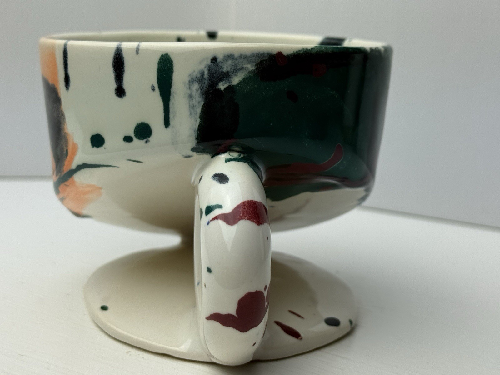 RARE CHARLES NALLE Studio Art Pottery Mug ABSTRACT Contemporary Teal Blue