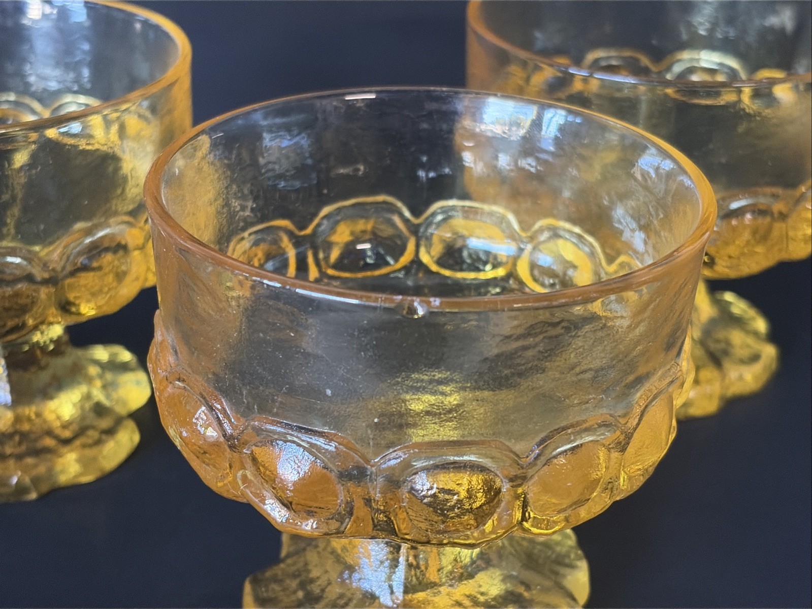 Vtg Tiffin Franciscan Madeira Cornsilk Yellow 3.5 in Sherbet Glass Dish Set of 3