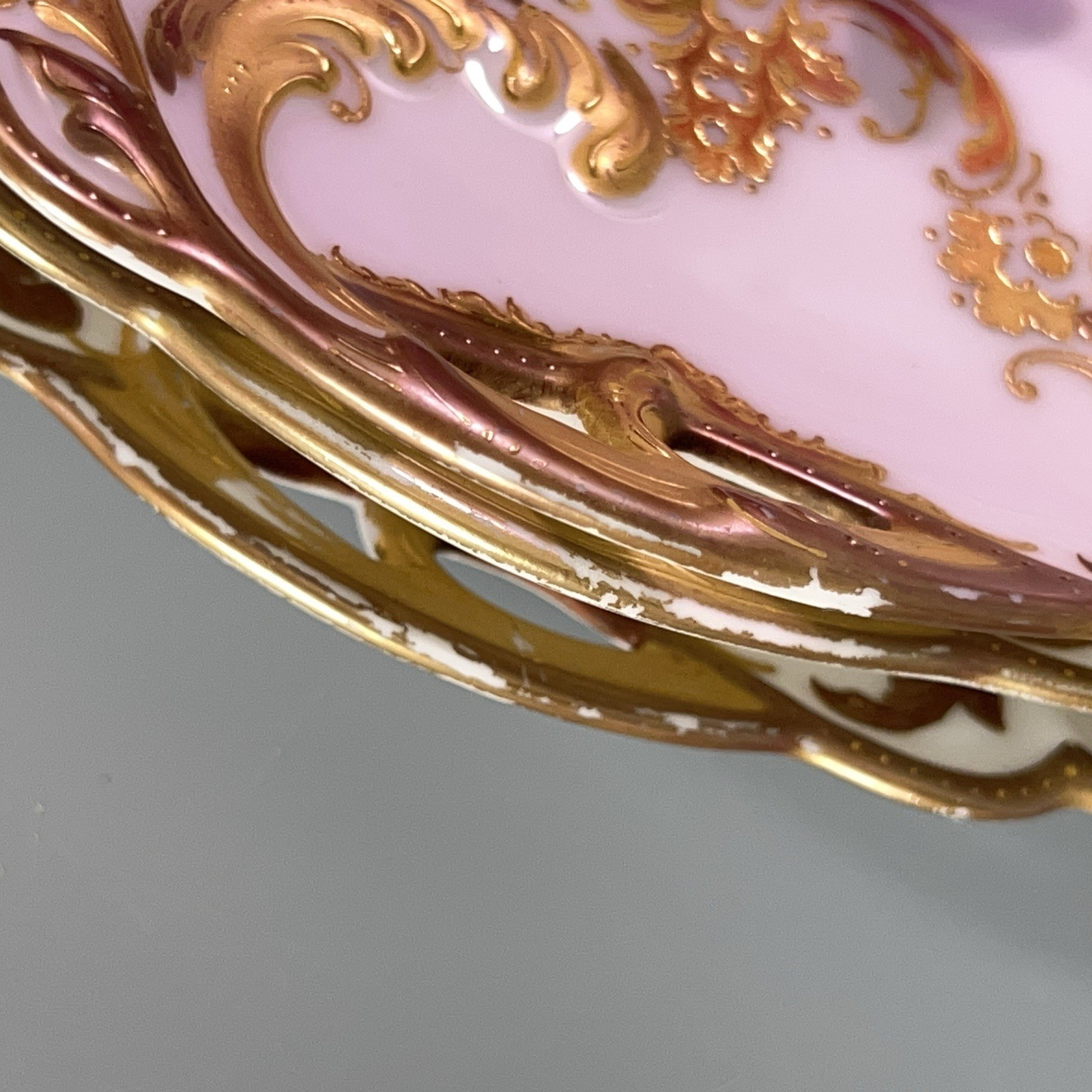 Antique Haviland Co Limoges luncheon plates Rinceaux Blank Raised Gilt 9” France