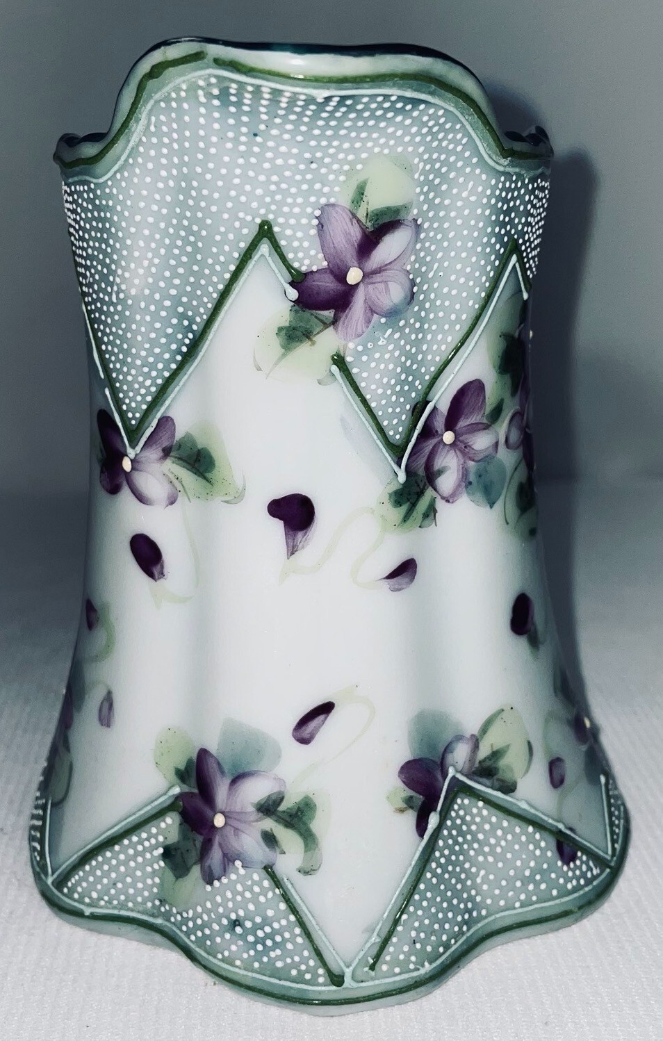 Porcelain Hand Painted Beaded Creamer 1800’s. 5 1/2 Inches High