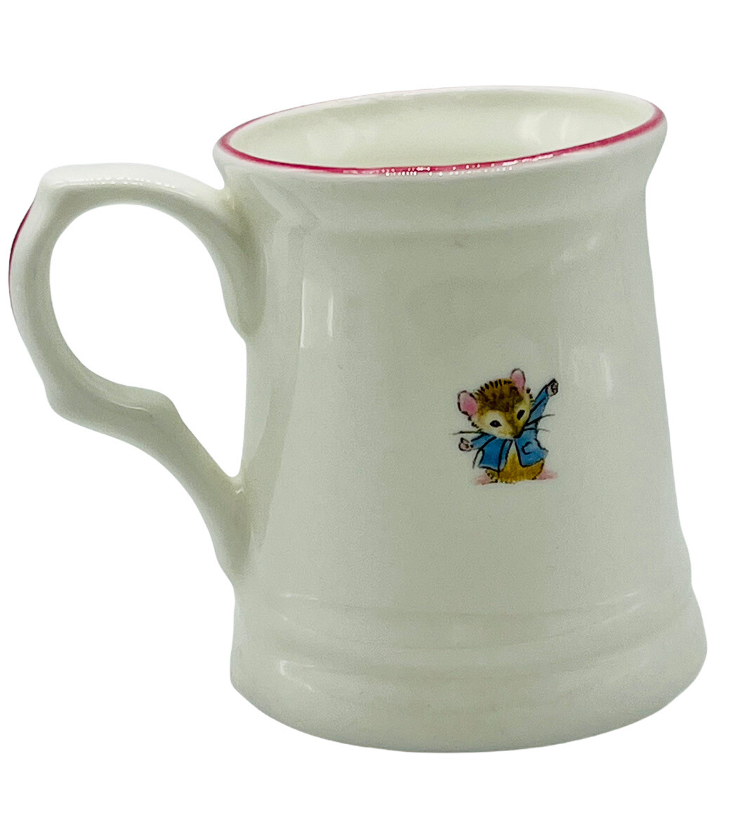 Mouse Party Straffordshire Amber Bone China Handled Cup 6 oz Pink Trim