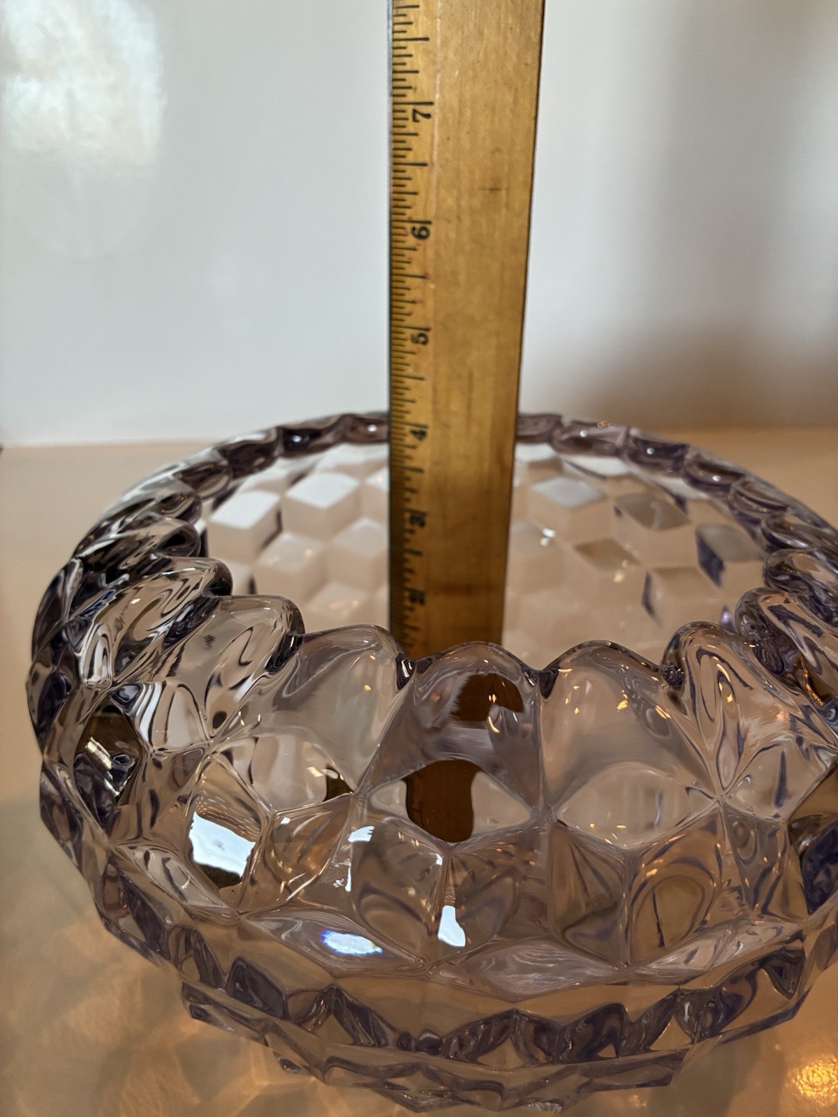 Antique/Vintage Fostoria American Glass Rose Bowl Centerpiece Cube Pattern Set 2