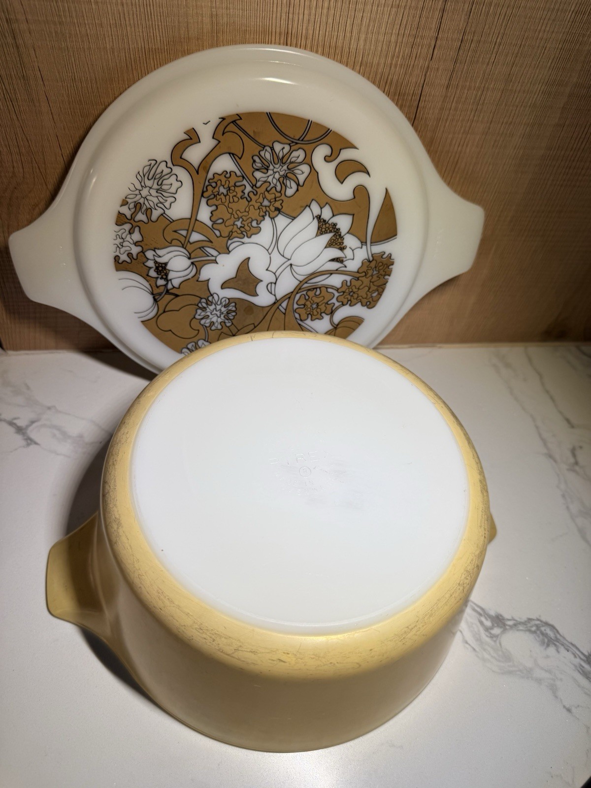 Vintage Pyrex 475-B 2.5 Qt Round Casserole Dish w/475-C Nouveau Floral Glass Lid