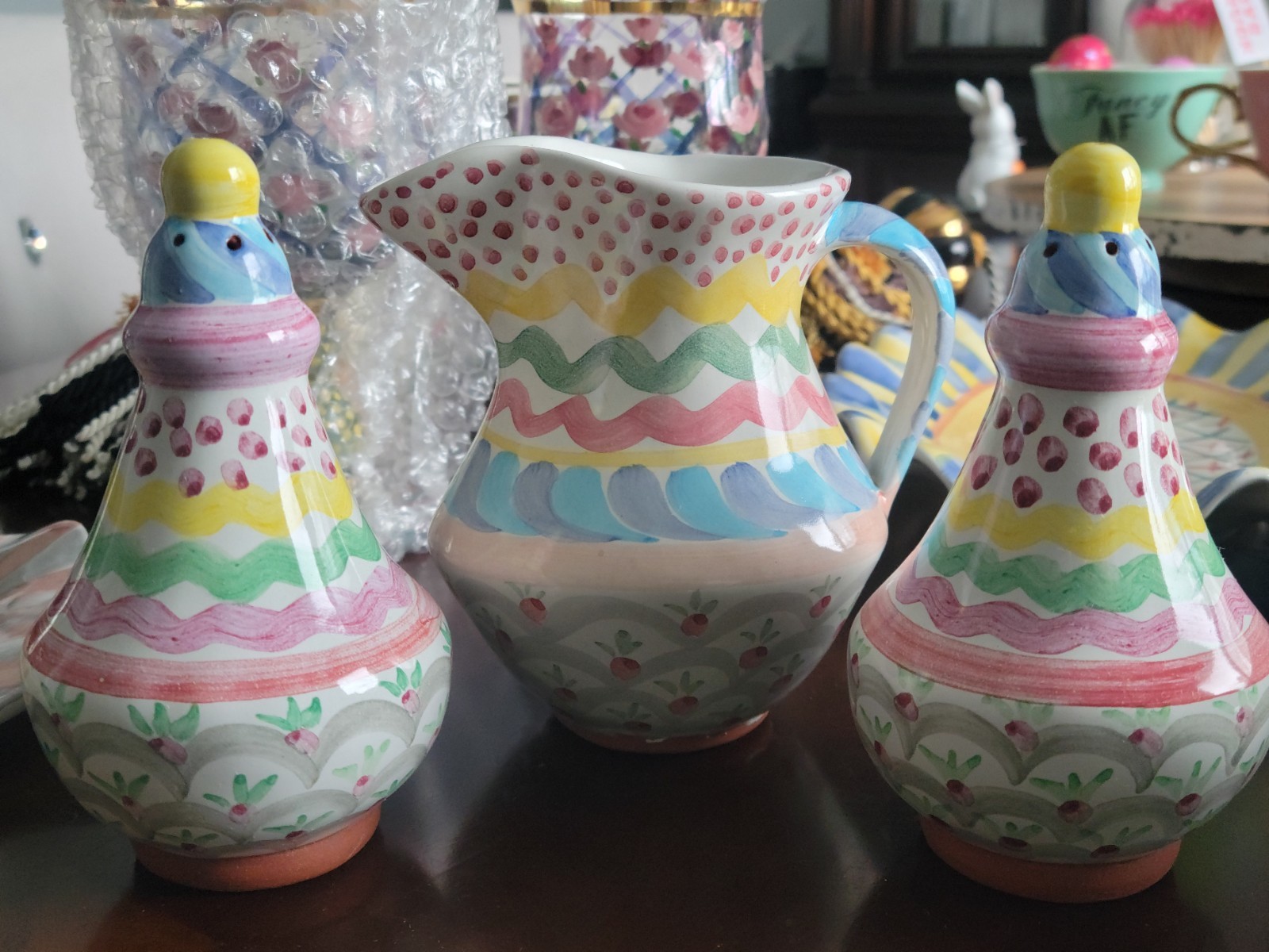 Mackenzie Childs Taylor Salt Pepper Shaker And Creamer 2018 Ceramic 3 Pieces