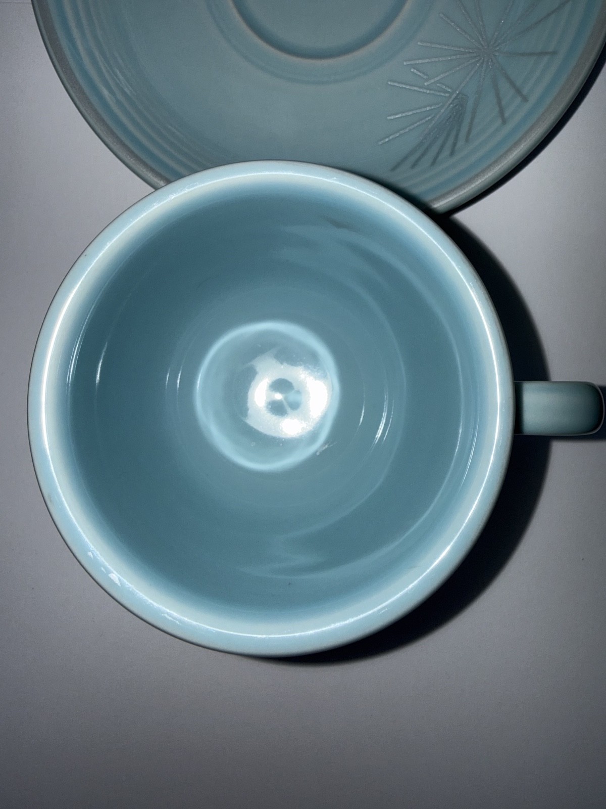 Fiesta Atomic Pine teacup and saucer on Sky