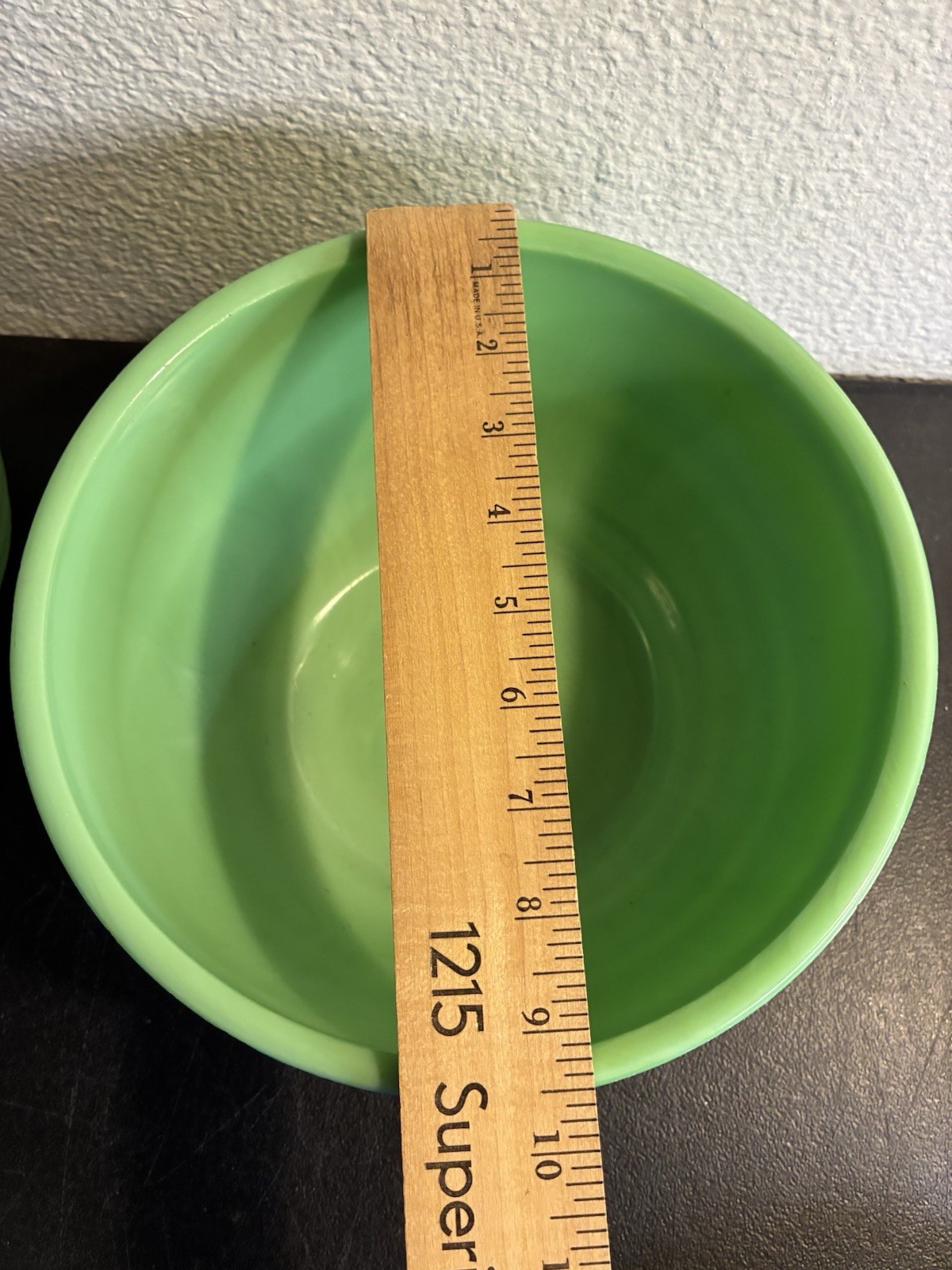 Jeannette Glass Concentric Circle Mixing Bowl Set Jadeite Green 5 7 & 9” Uranium