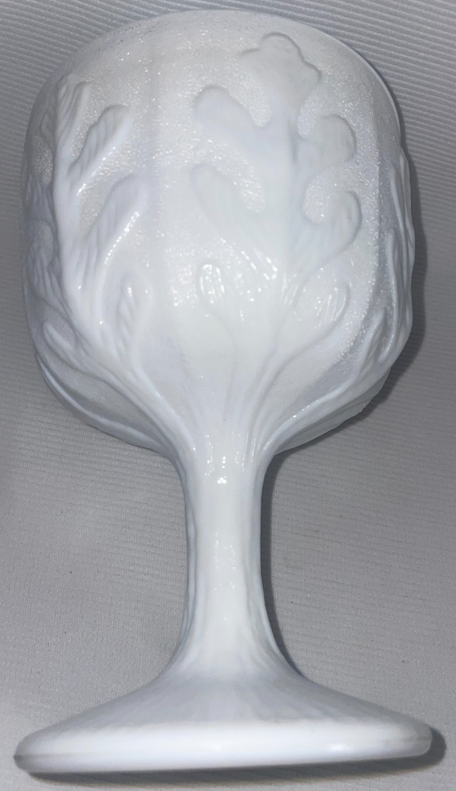 FTD White Milk Glass Pedestal Candy Dish Oak Leaf Pattern