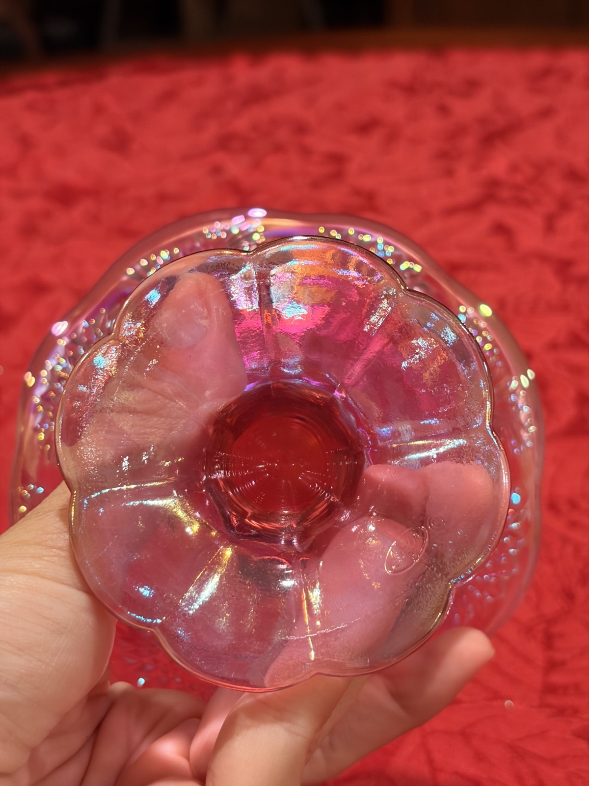 RARE Vtg Fenton Dusty Rose Pink Carnival Glass Miniature Punch Bowl Set/4 Cups