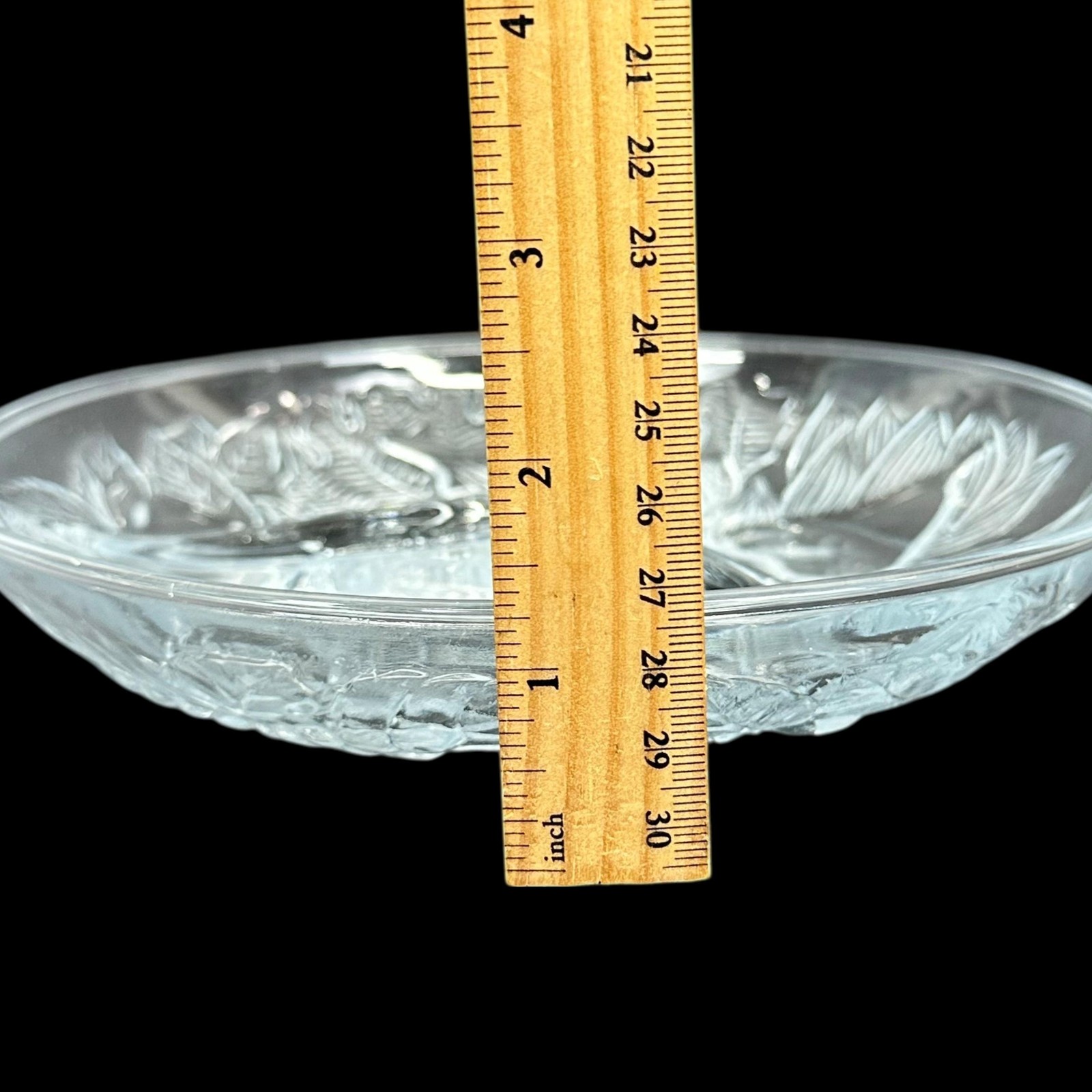 Vintage KIG Indonesia Clear Glass 3 Section Relish Dish Fruit Design 7.75 In