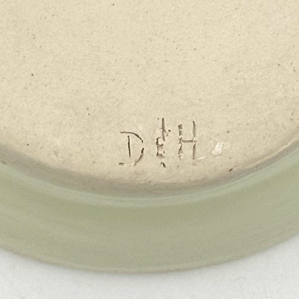 Studio Art Pottery Bowl Glazed Tiny Steaming Coffee Cups 6.75 X 3 Inches Signed