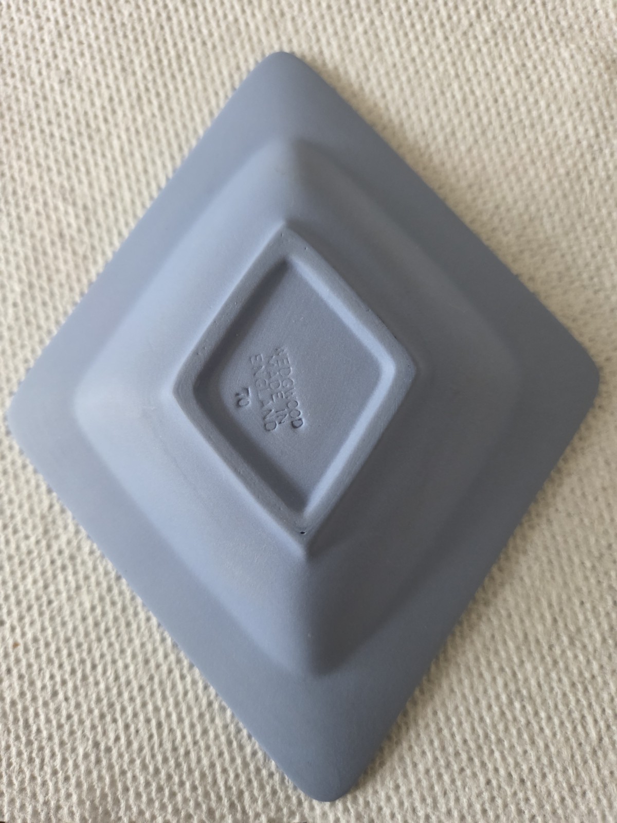 Vtg Wedgwood Blue Jasperware Diamond Shape Trinket Plate Dish 4.5”x6”