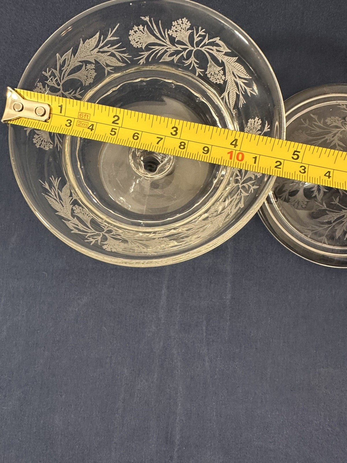 Vintage Fostoria Etched Heather Footed Candy Dish With Lid 6”