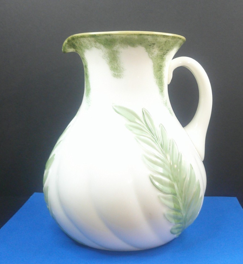 Single Leaf Swirl, Bonita Glass Co, Pitcher & Tumbler, EAPG, c1899, USA, ExCd