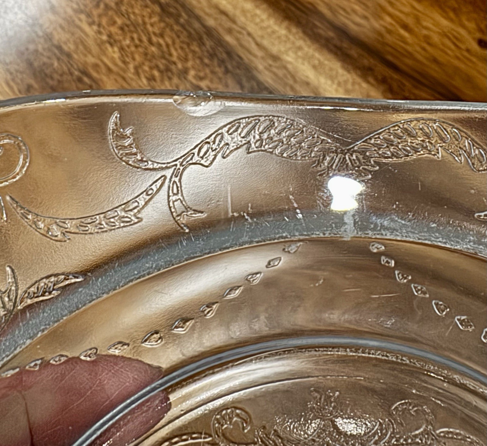 Depression Glass Clear Salad Plate With Floral Design Small Chip See Picture