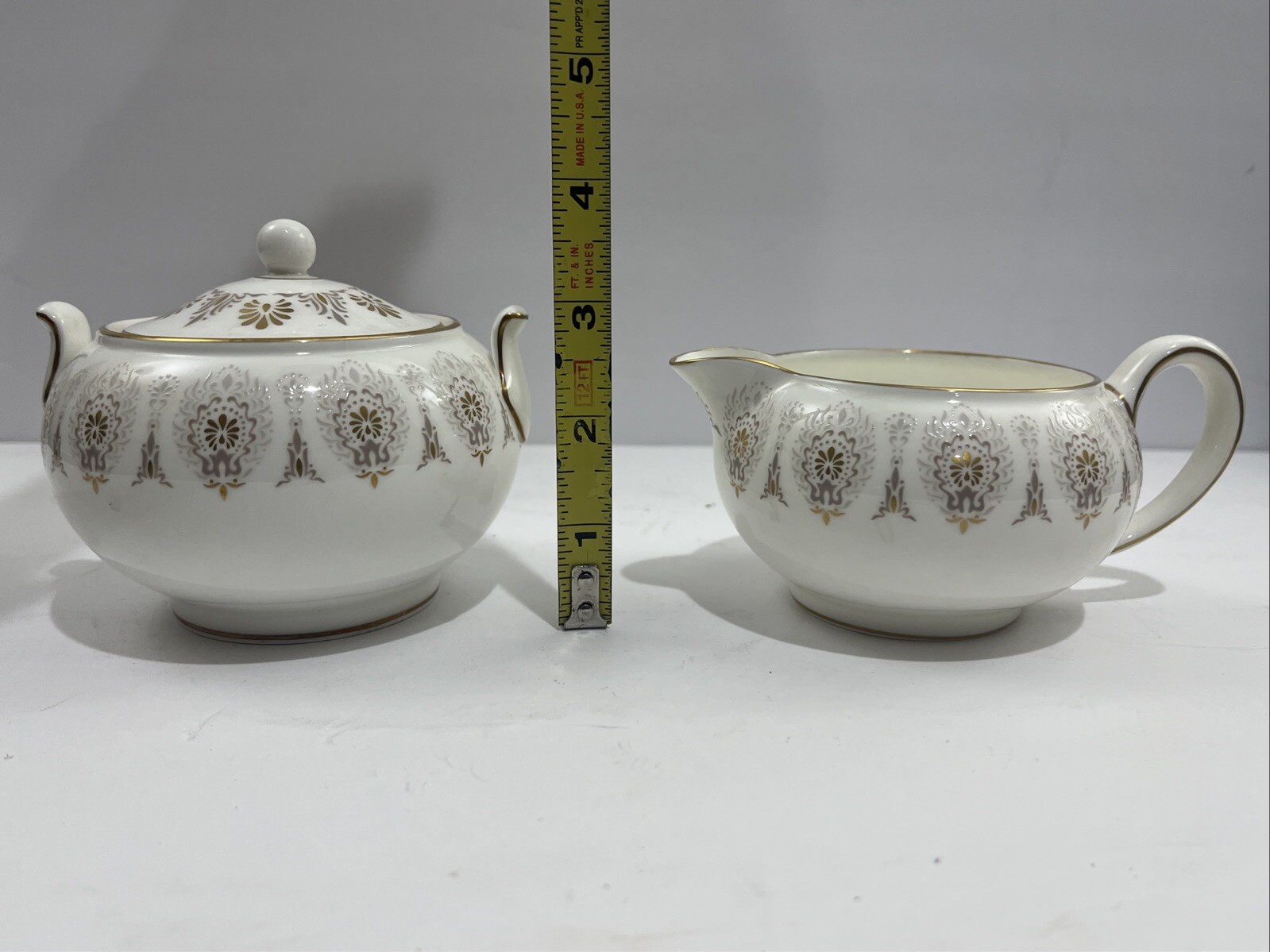 Vintage Wedgwood Medina Beige Bone China Set Of Sugar Bowl With Lid And Creamer