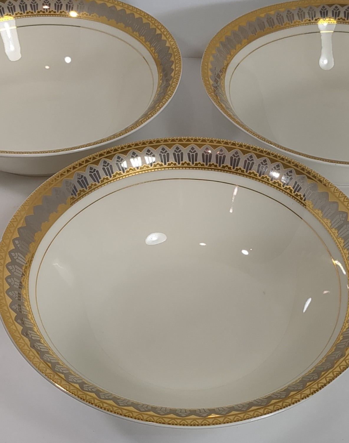 Set of 3 Vintage 1994 Macy’s Royal Gallery San Marco 9″ Gold Trim Serving Bowls