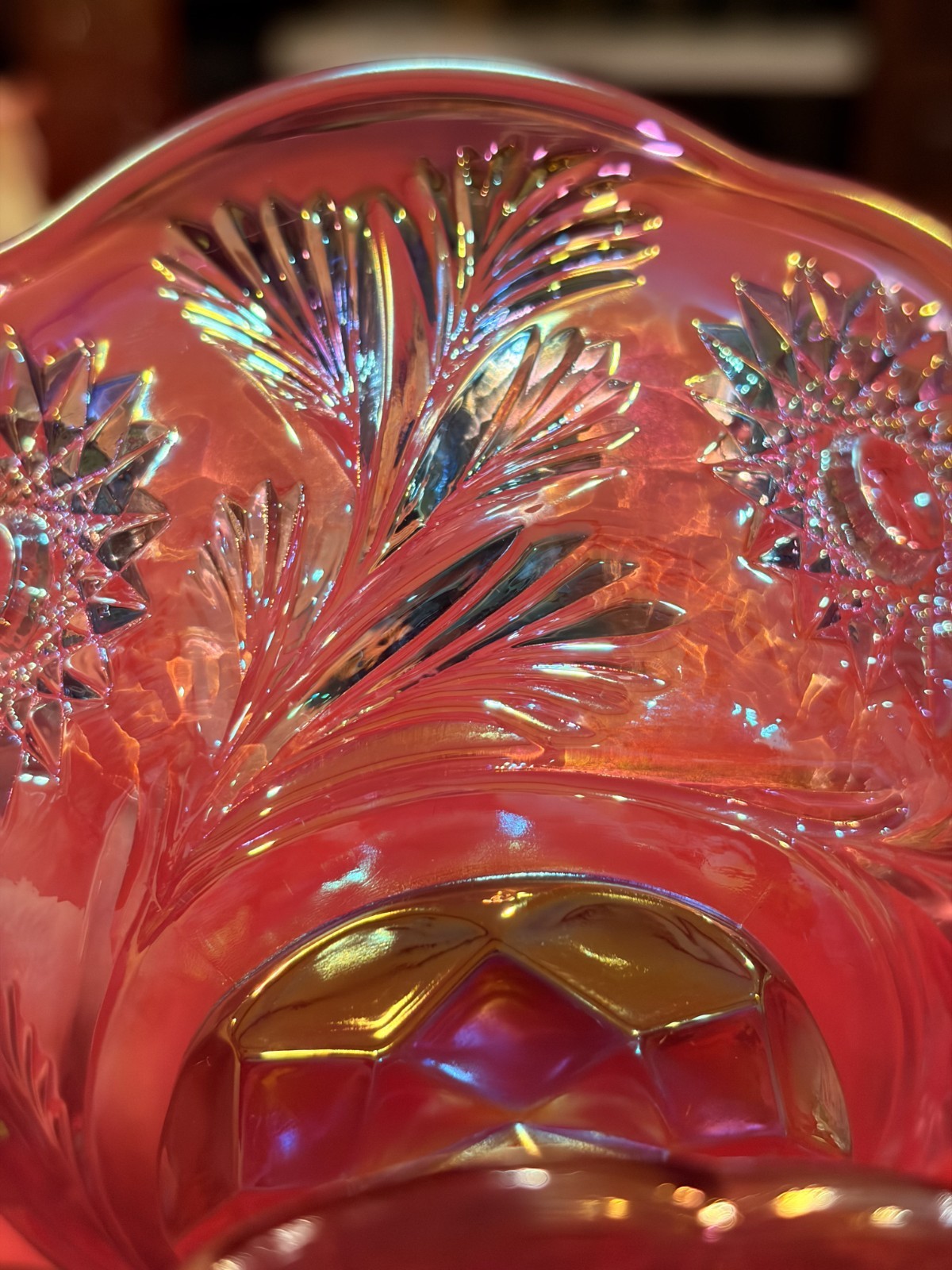 RARE Vtg Fenton Dusty Rose Pink Carnival Glass Miniature Punch Bowl Set/4 Cups