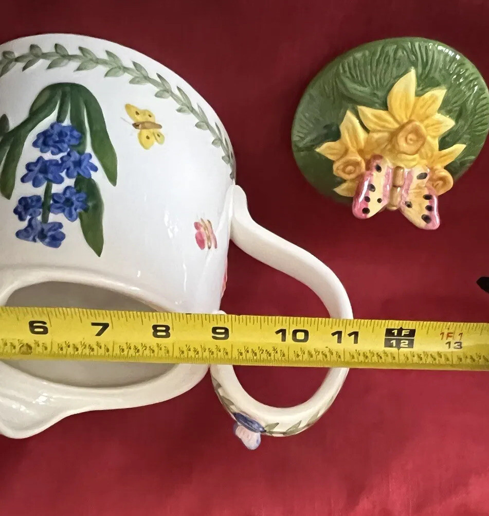 Portmeirion Botanic Garden Watering Can Teapot Butterflies Flowers 2.75pt/1.65qt