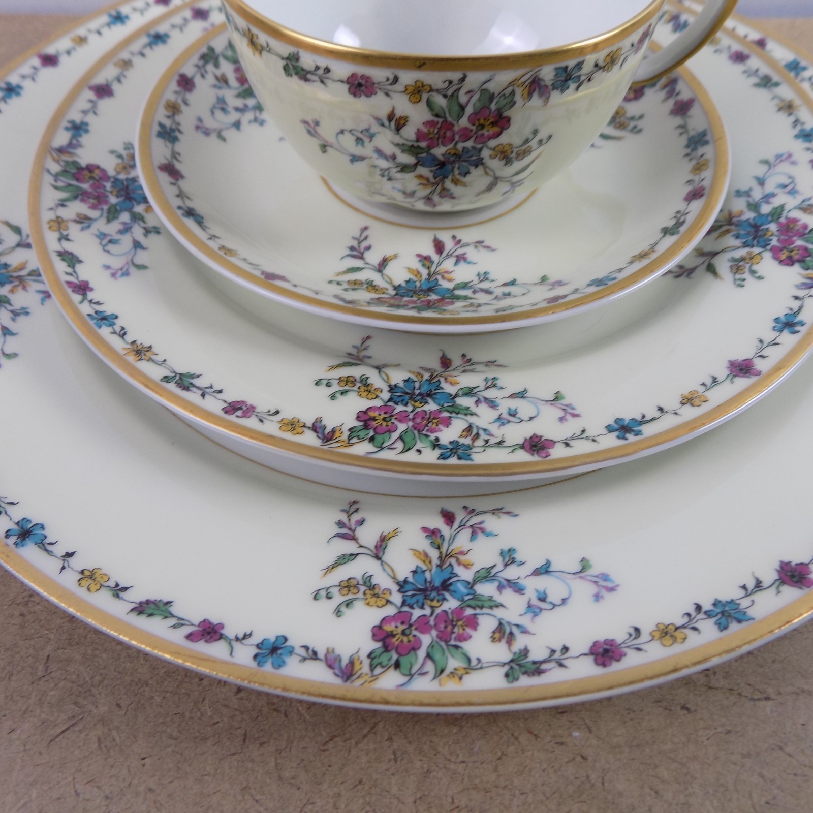 Haviland Limoges H207 4pc Place Setting Dinner Salad Plate Cup & Saucer VGC
