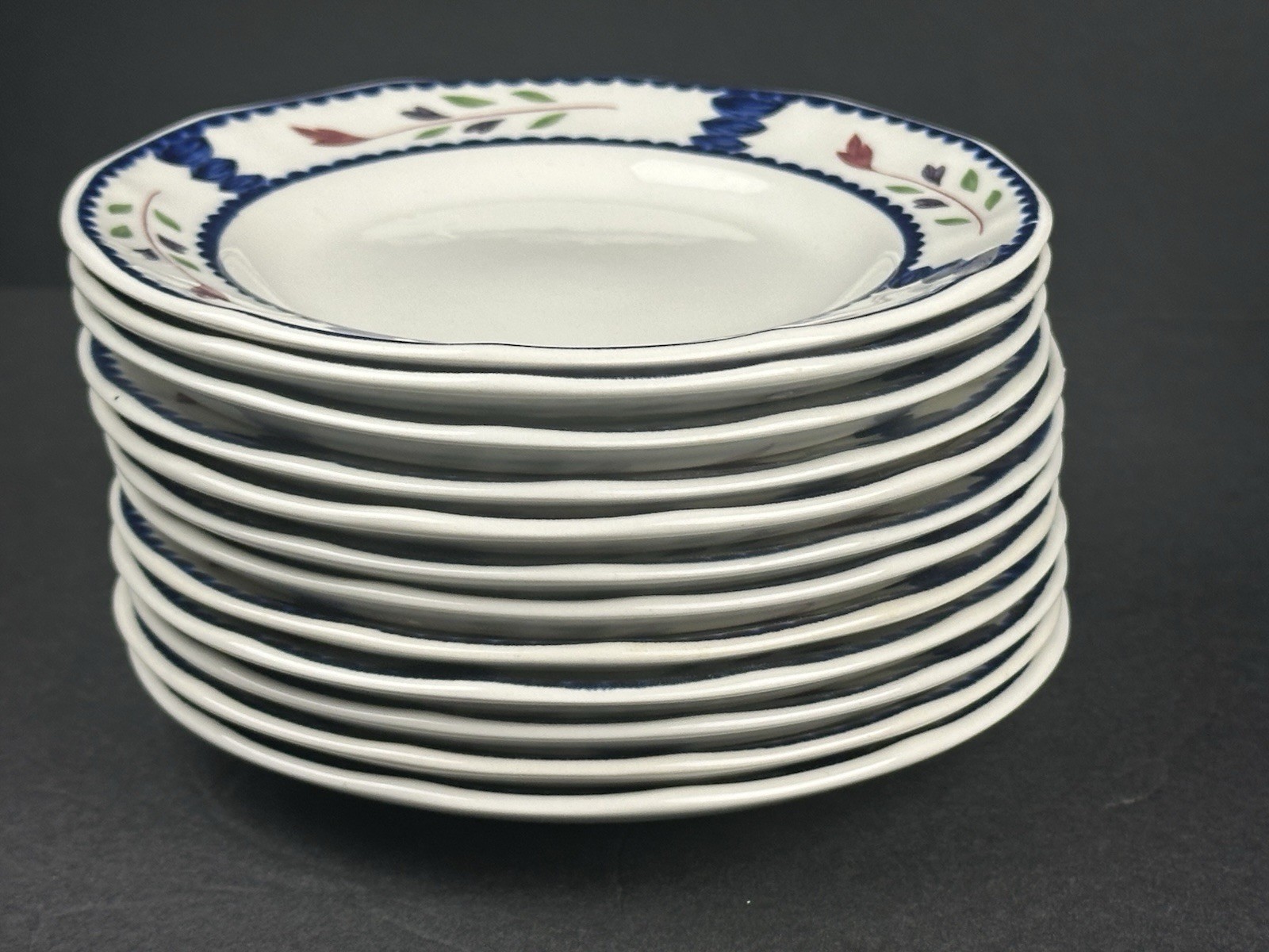 12 Adams Real English Ironstone Lancaster White Floral 6” Bread Butter Plates