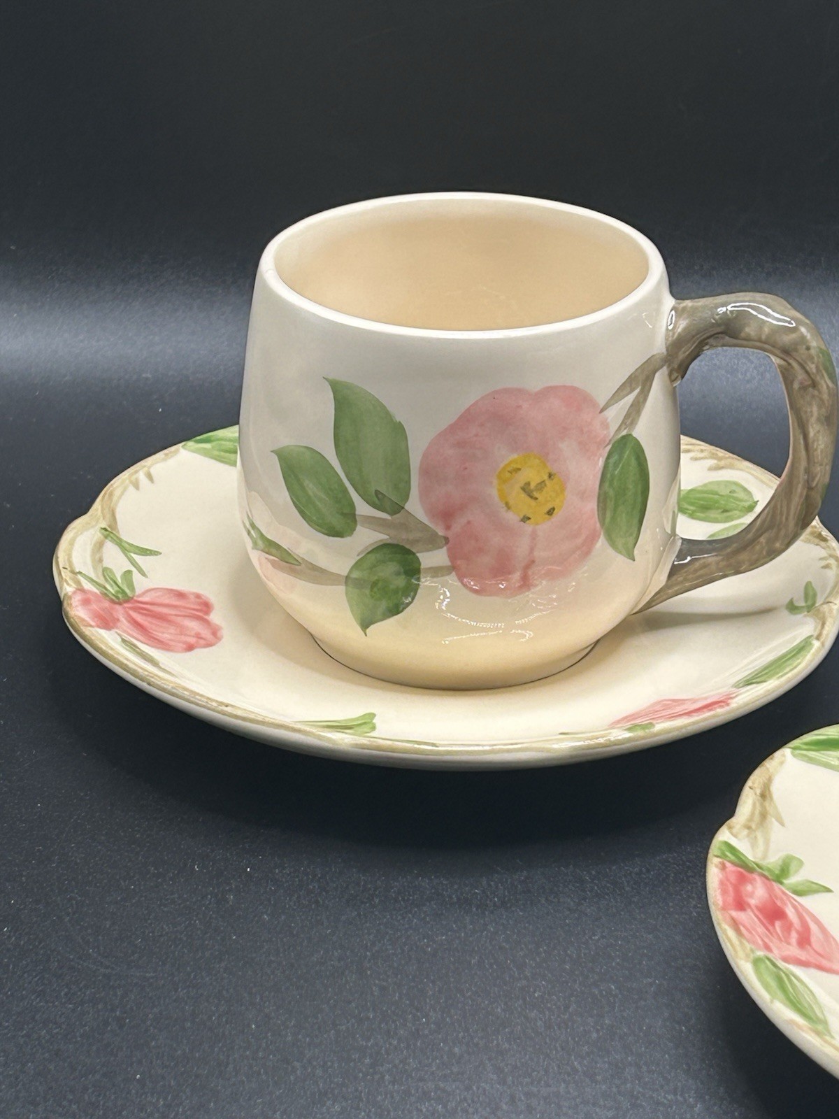Vintage Set Of 2 Franciscan Desert Rose Demitasse Cups/Saucers England 1960’s