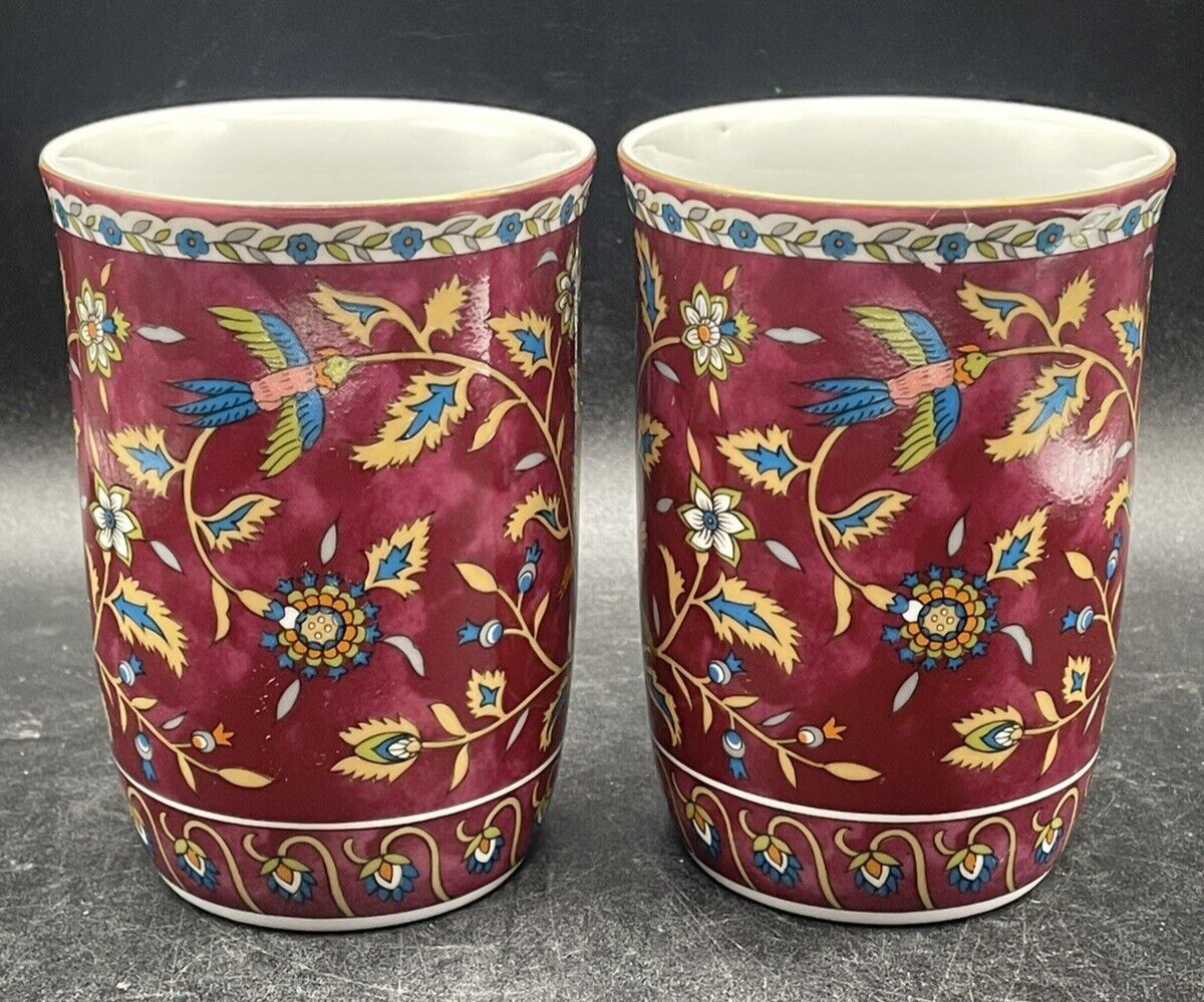 Takahashi Silk Road Hand Decorated Set of 2 Coffee/Tea Cups 1983 San Francisco