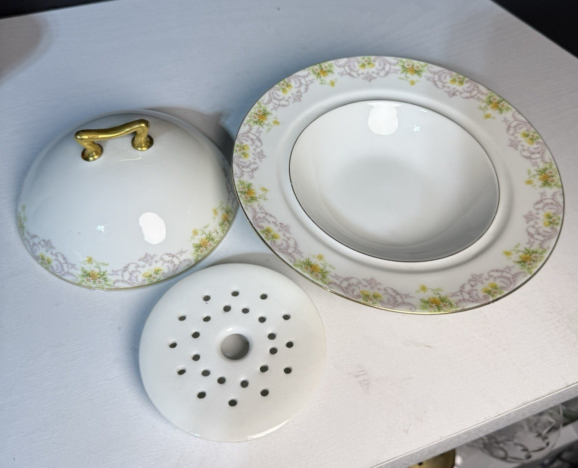 French Bawo Dotter Elite Works Limoges BWD647 Round Butter Lid And Strainer