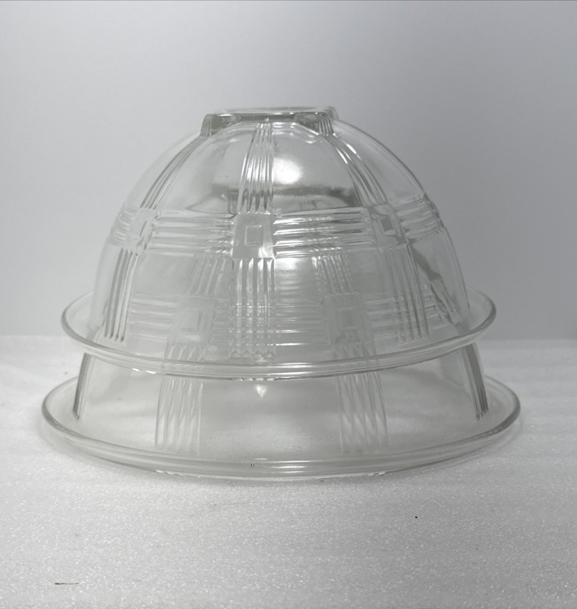 Vintage HAZEL ATLAS Clear Mixing Bowl Criss Cross Rolled Rim Lot 0f 2