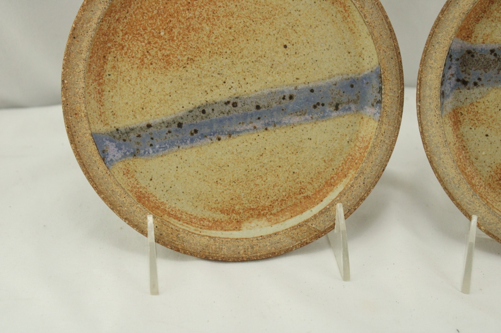 Studio Pottery Hand Made Set 2 Bread Plates Signed Raul