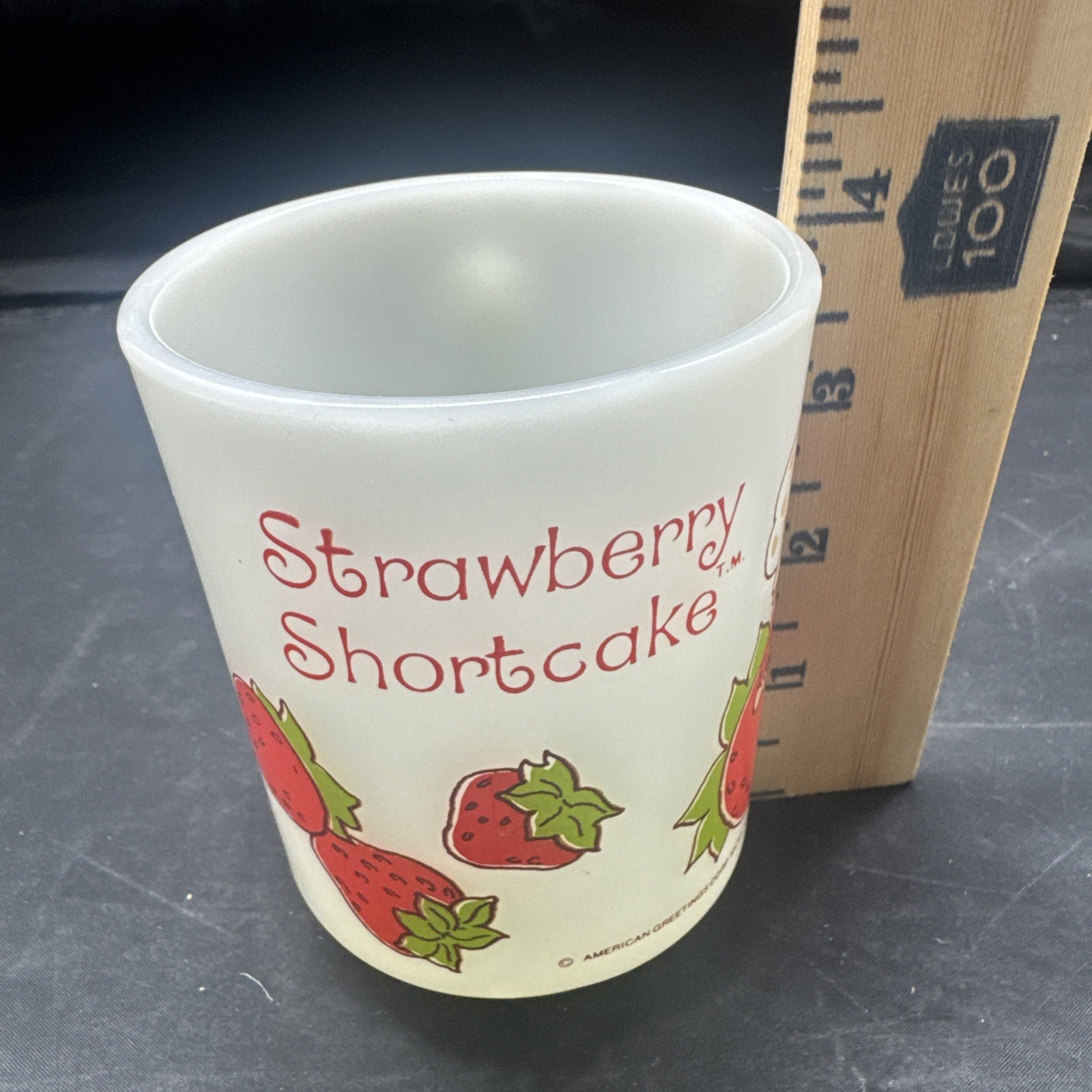 Anchor Hocking Strawberry Shortcake Milk Glass Kids Mug Oven Proof 1980s