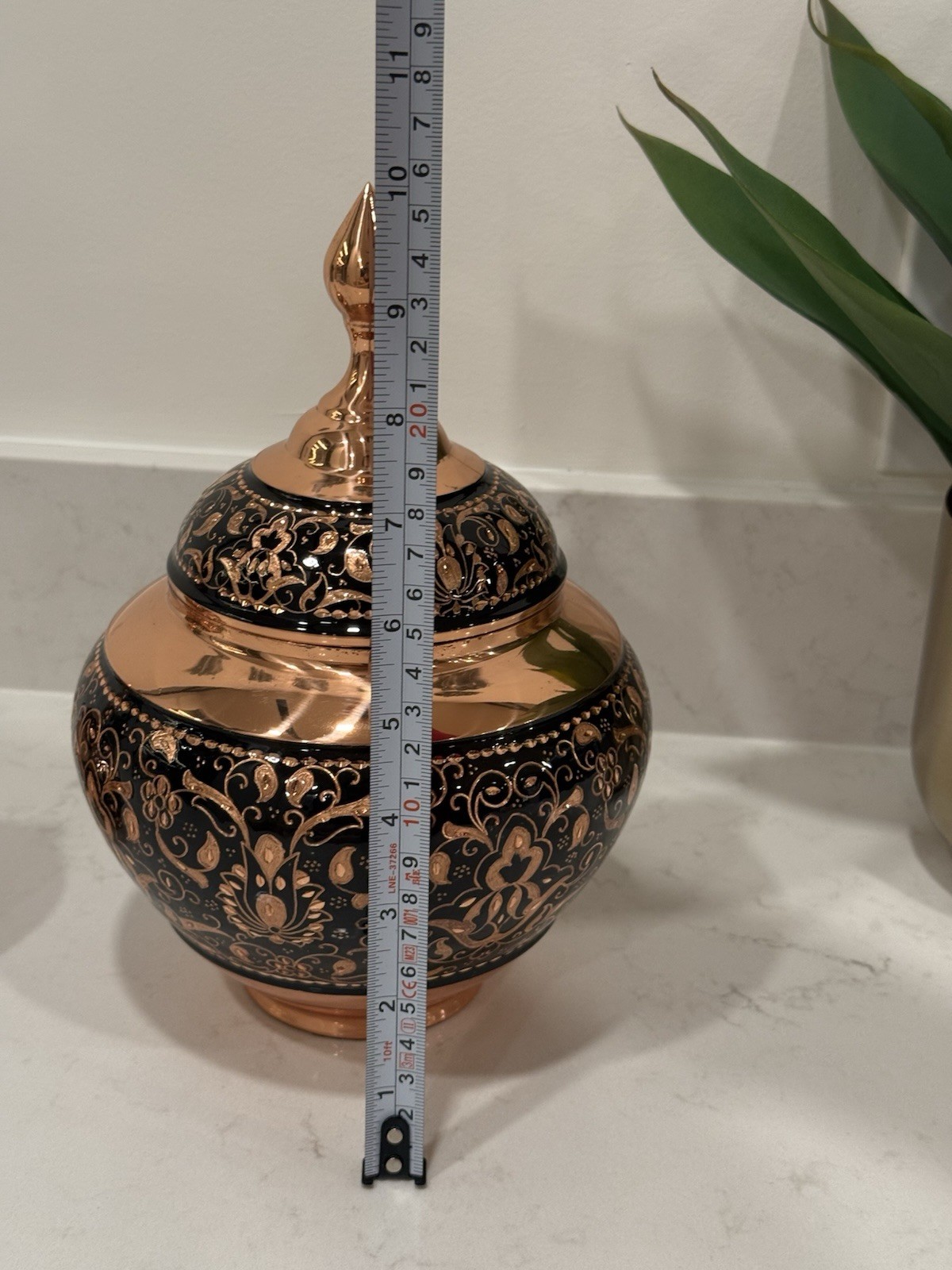 Vintage Handmade Copper Candy Bowl Glossy Lidded Jar with Handle Lidded 9in