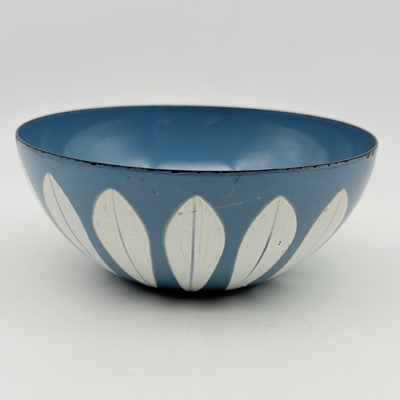 3 Vintage Cathrineholm Teal Blue Lotus Bowls From Norway 5.5 Inches Wide