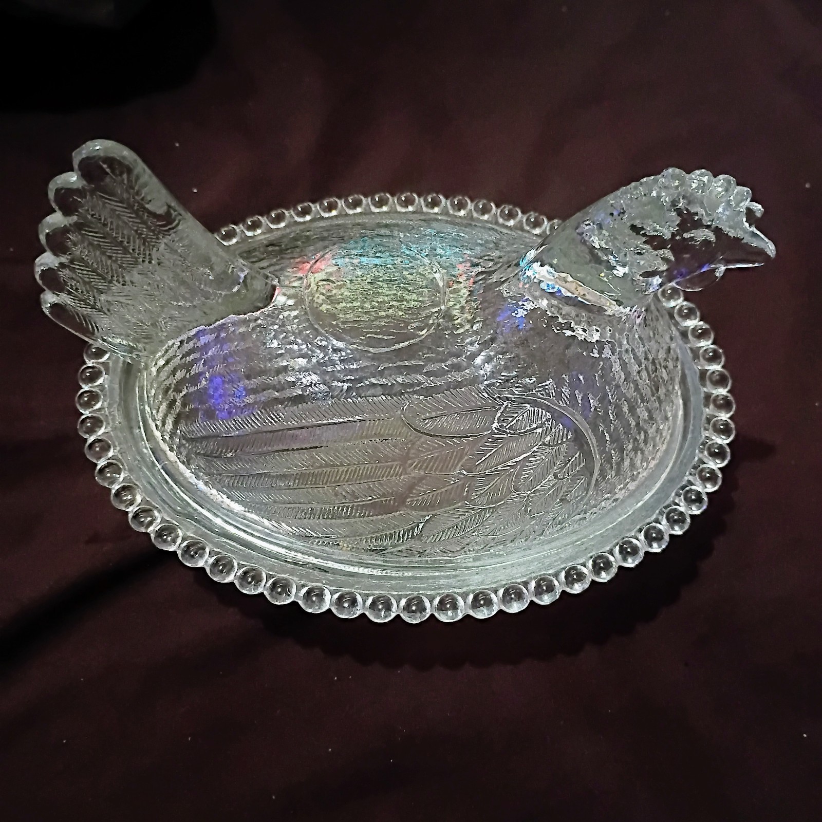 Vintage Indiana Glass Hen On A Nest Candy Dish Clear in Excellent Condition