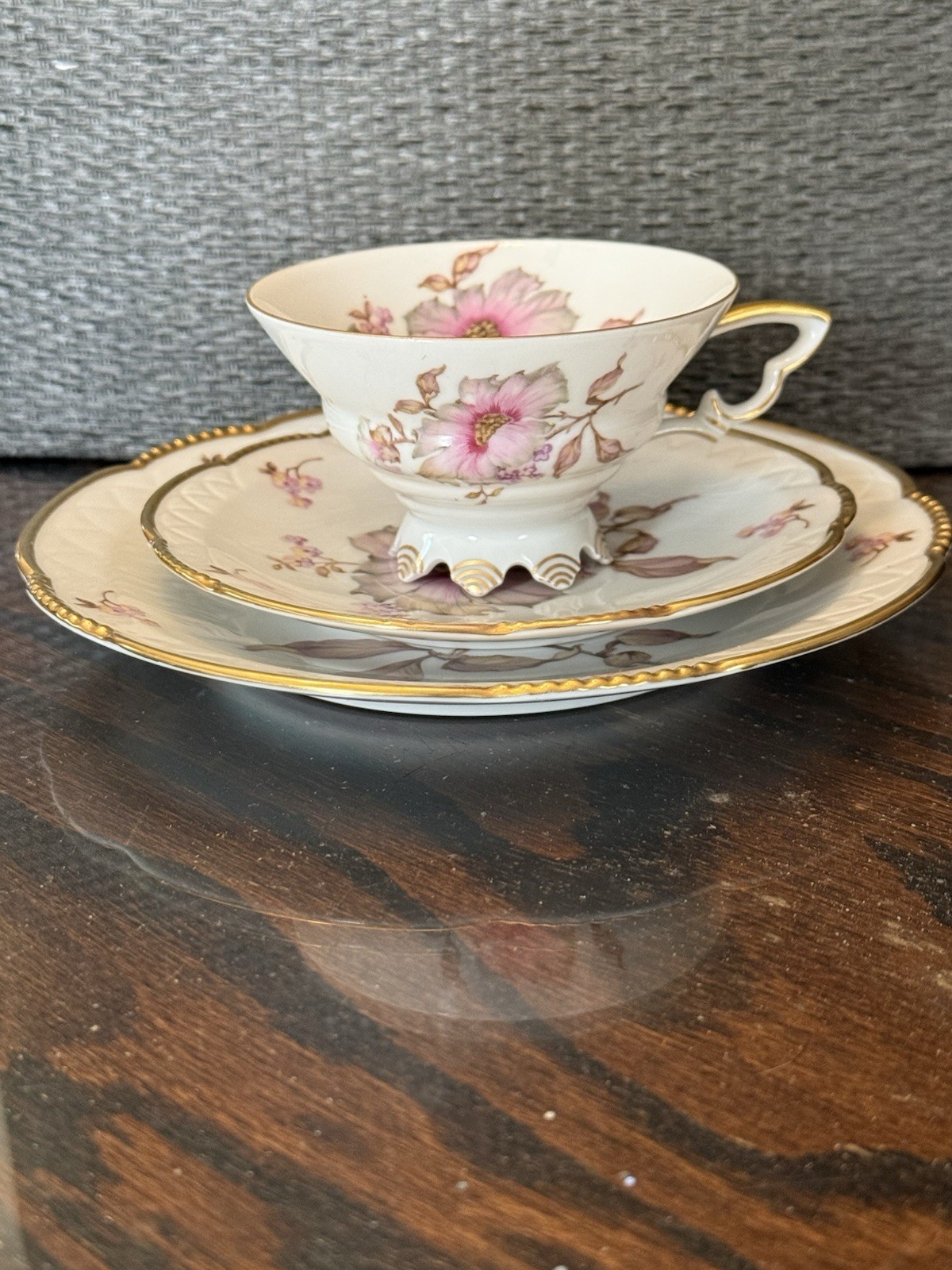 a vintage Mitterteich Bavaria Germany porcelain tea trio set