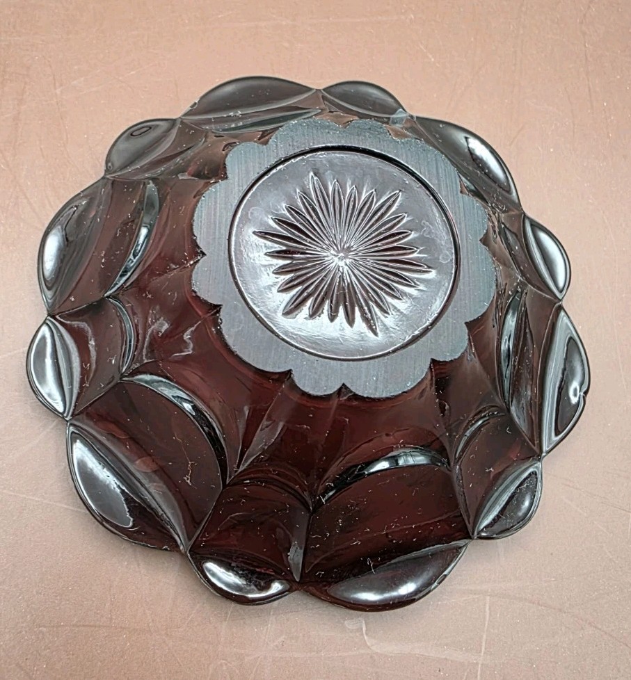 Vintage 1930’S Imperial Glass Amethyst Purple Bowl W/ Silver Overlay 5 In…