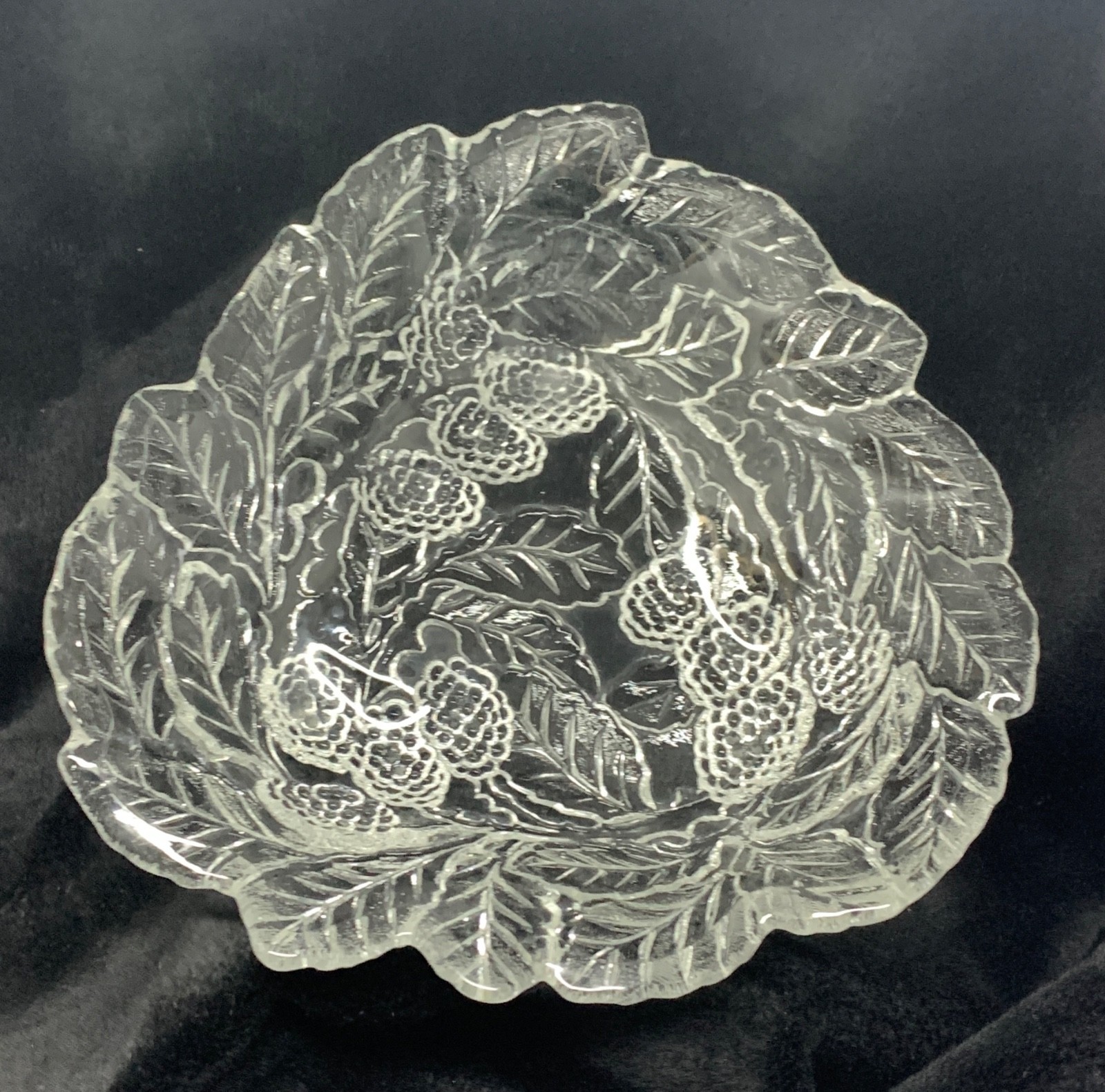 Vintage Indiana Glass Loganberry Clear Triangular Bowl Candy Dish 7″
