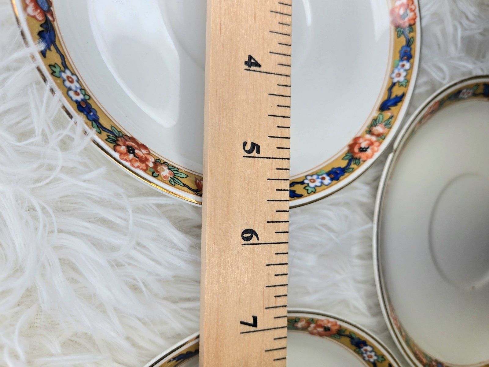 Set of 5 Vintage Johnson Bros England JB17 saucer plates rust blue floral gold