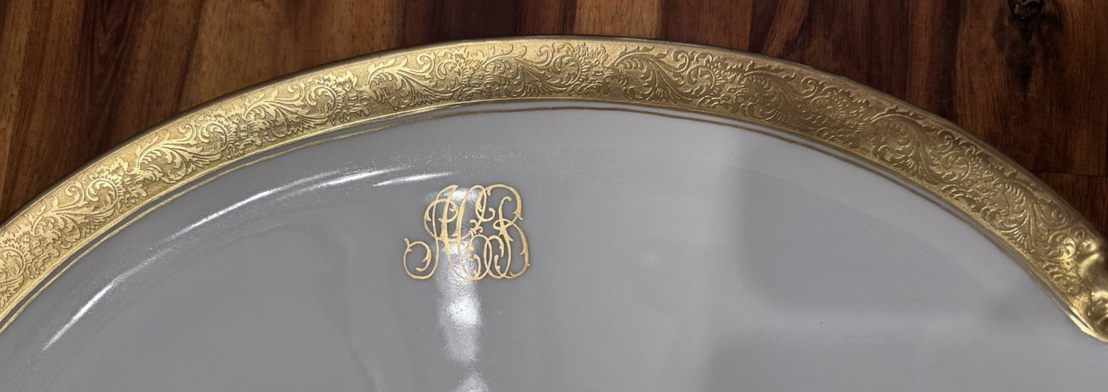 Antique Vignaud Limoges Gold Encrusted Monogram Oval Platter 14″ – France, MINT