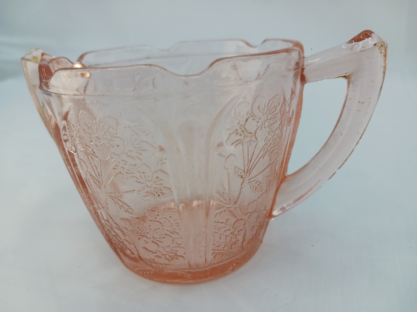Jeannette Cherry Blossom Pink Depression Glass Sugar Dish Excellent Condition