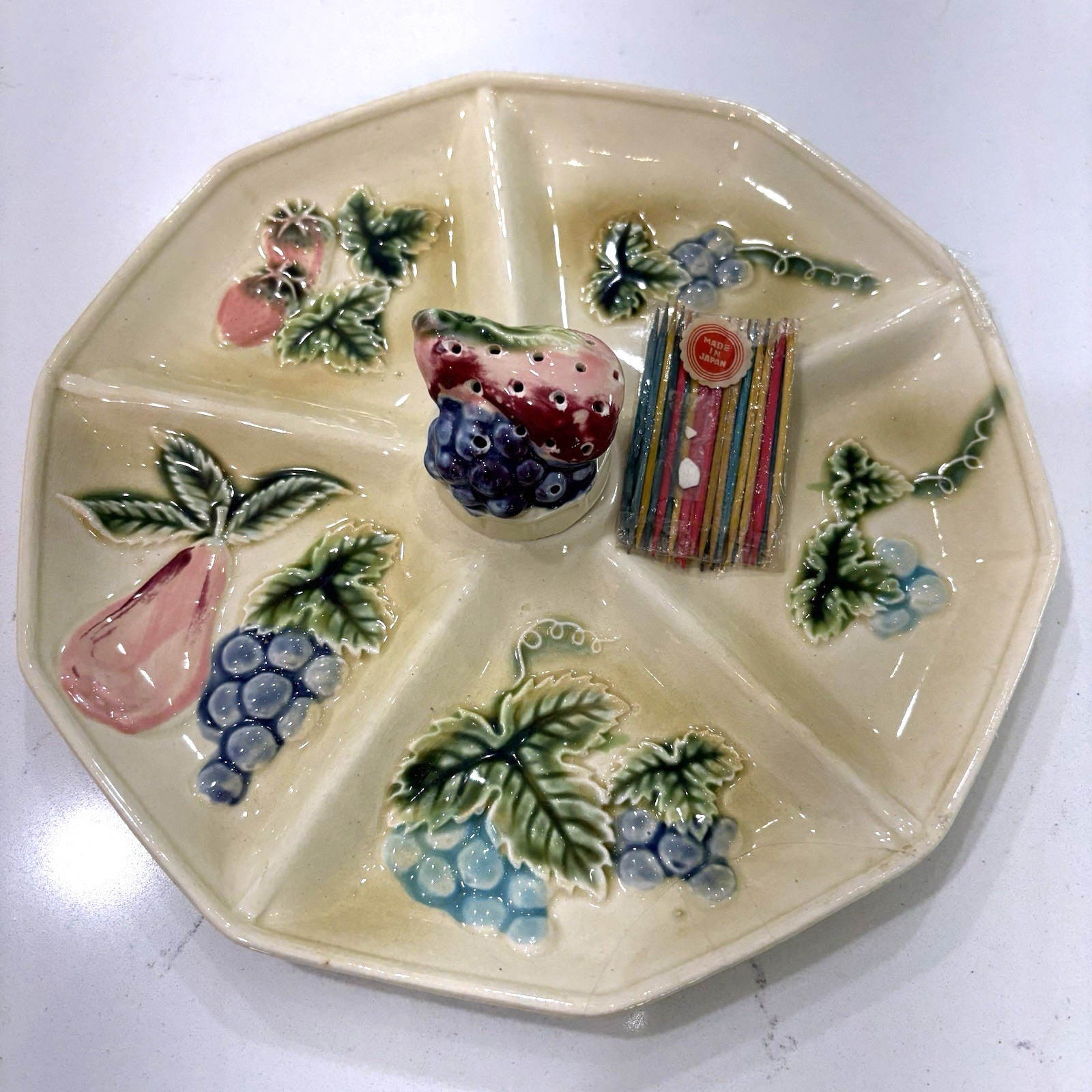 VTG Tilso Japan Relish Tray Toothpick Holder Divided Fruit Serving Dish 53/589