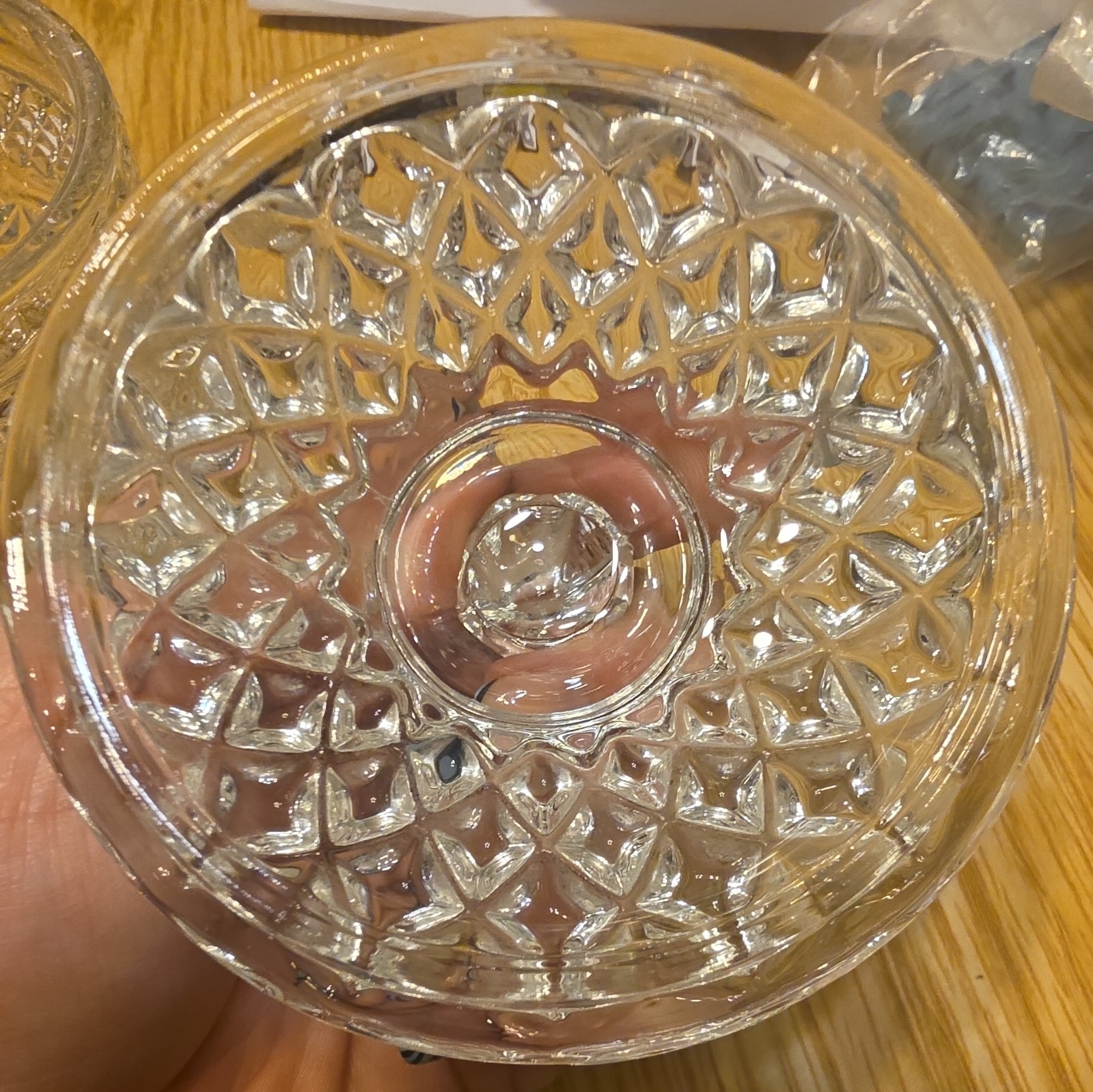 Anchor Hocking Wexford Clear Glass Sugar Bowl with Lid Vintage Diamond Pattern