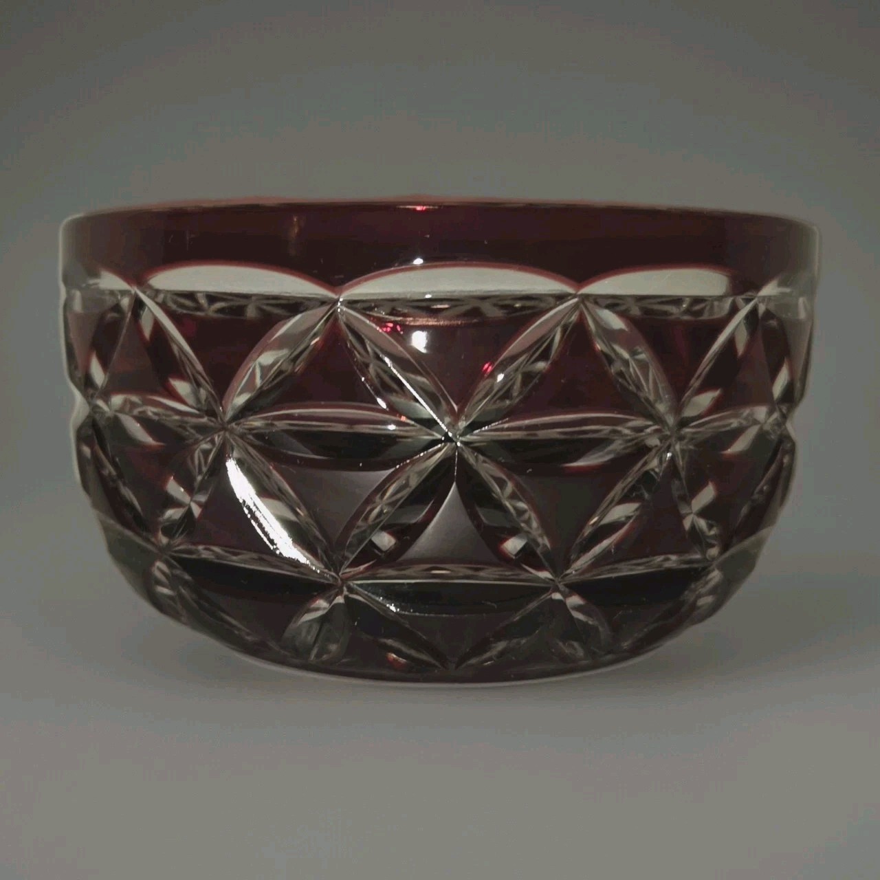 Ruby Red Crystal Bowl Cut To Clear Small Serving Side Dish Candy