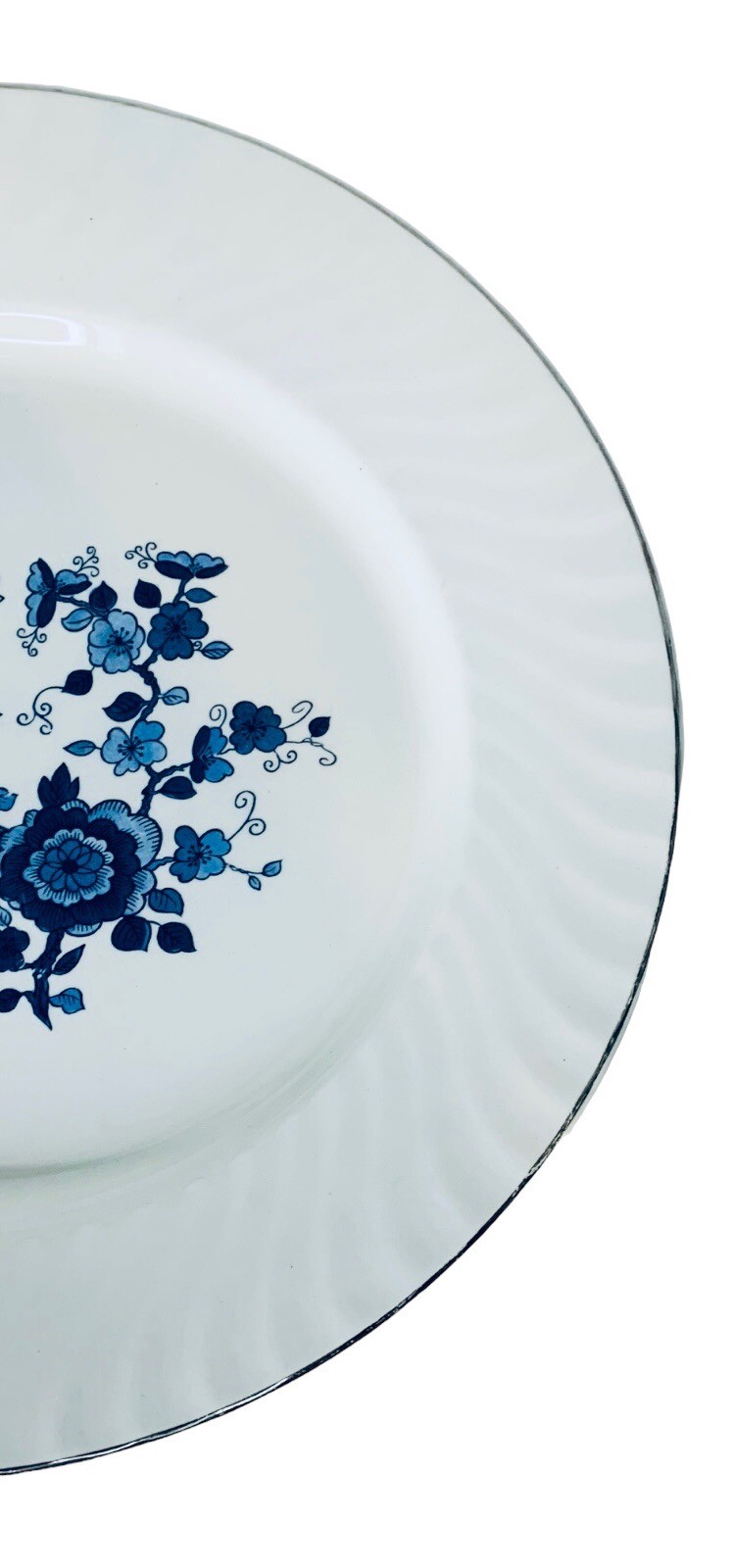 Wedgwood & Co ROYAL BLUE Flowers Swirl Ironstone 10 1/8″ Dinner Plate MINT