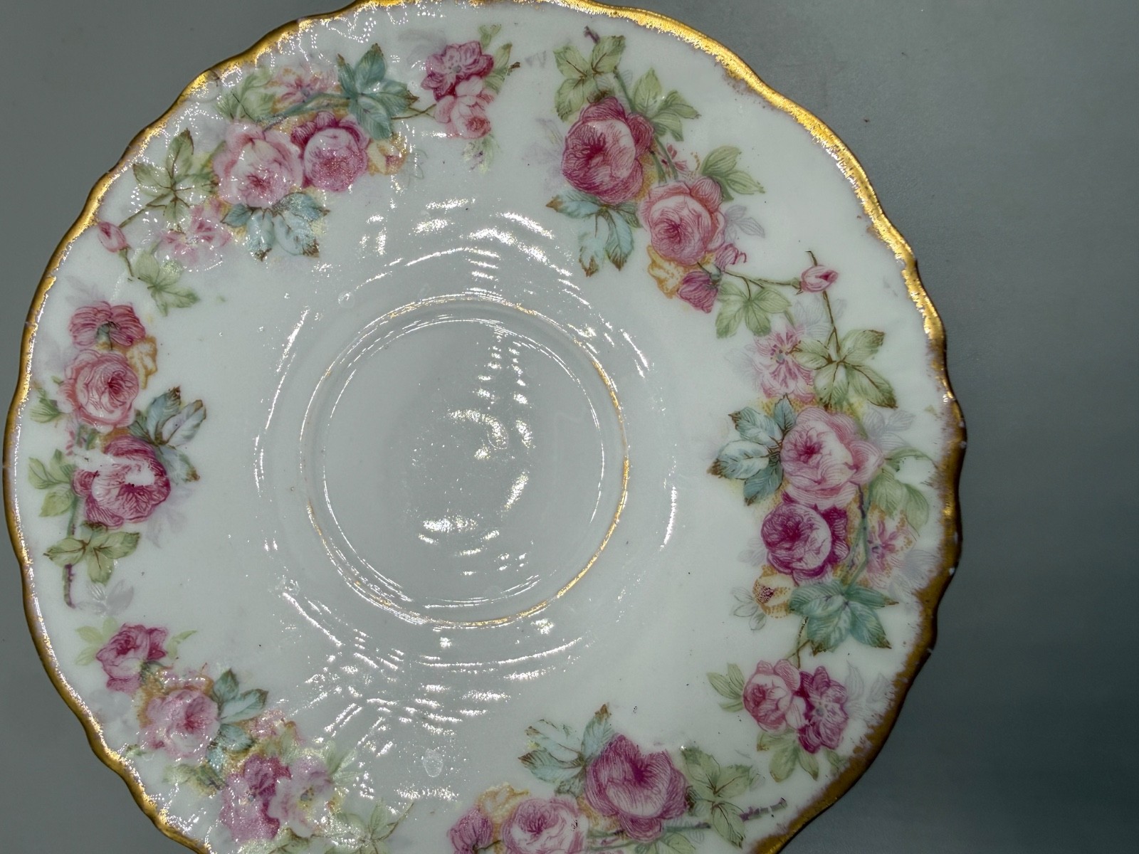 ANTIQUE LIMOGES DEMITASSE SET CUP SAUCER 16PC PINK ROSE FLOWER GARLAND FRANCE