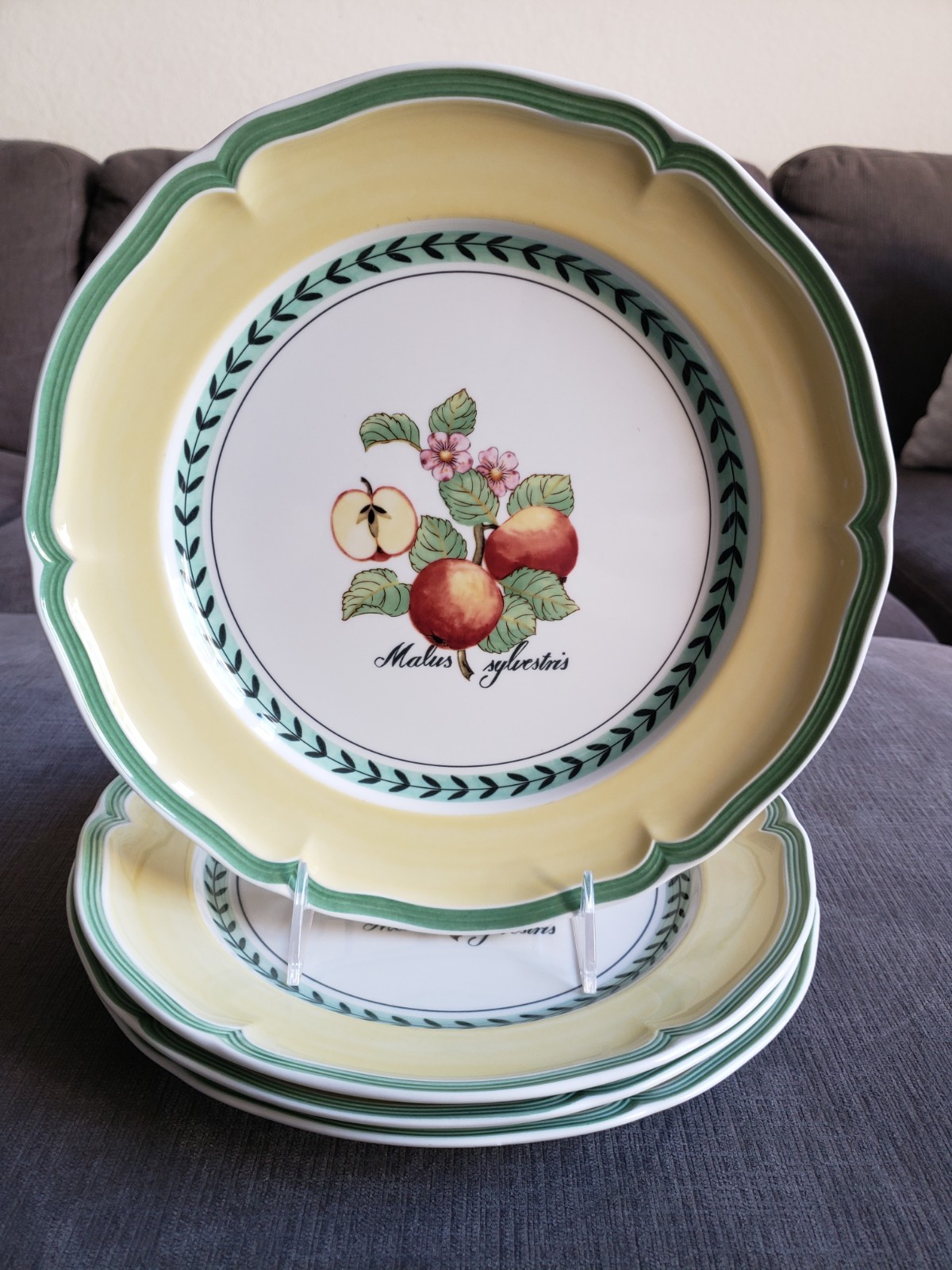 Set Of 4 Villeroy & Boch FRENCH GARDEN Valence Orange Dinner 10 3/8″ EXCELLENT!